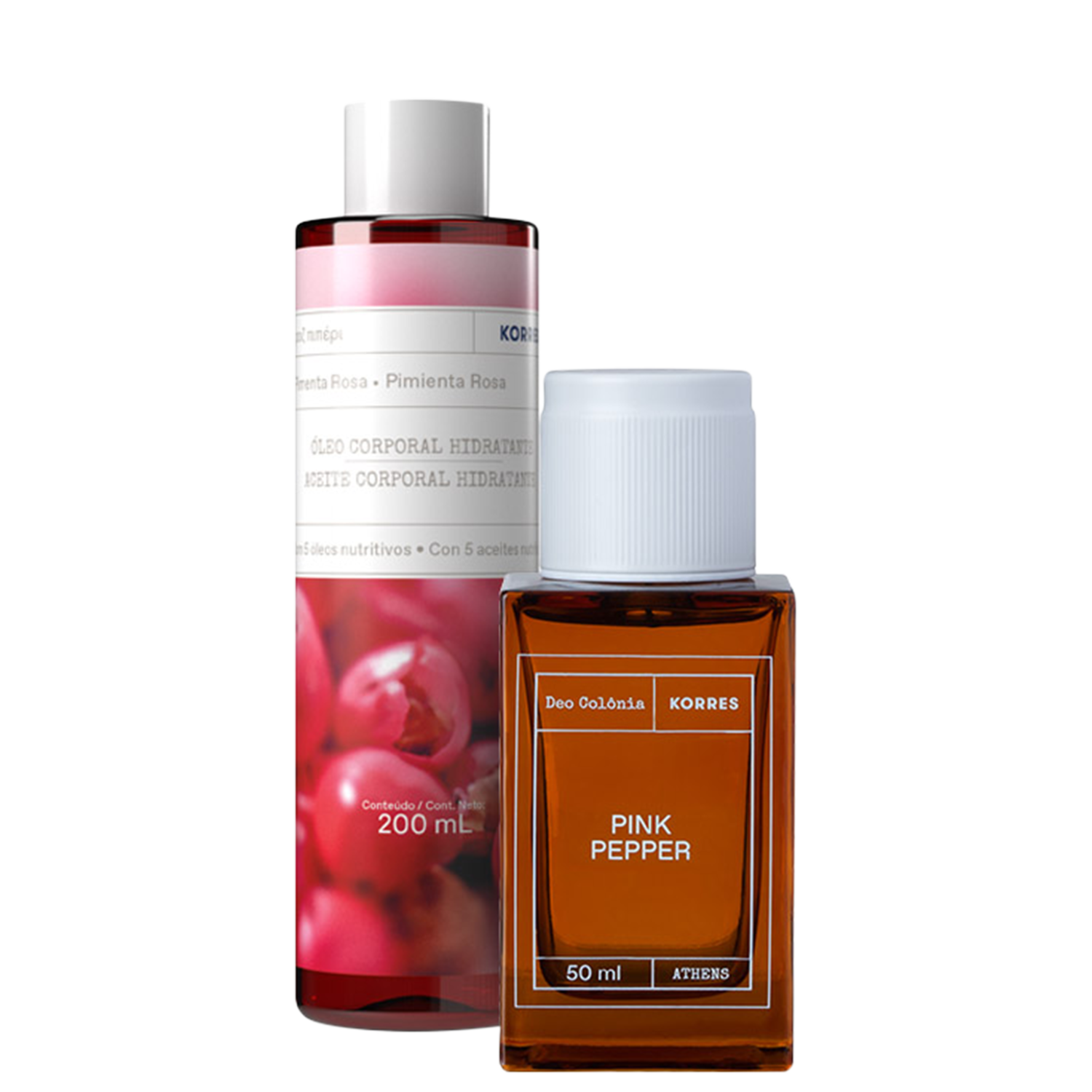 Conjunto Pimenta Rosa Korres Feminino - Eau de Toilette 50ml + Óleo de Banho 200ml