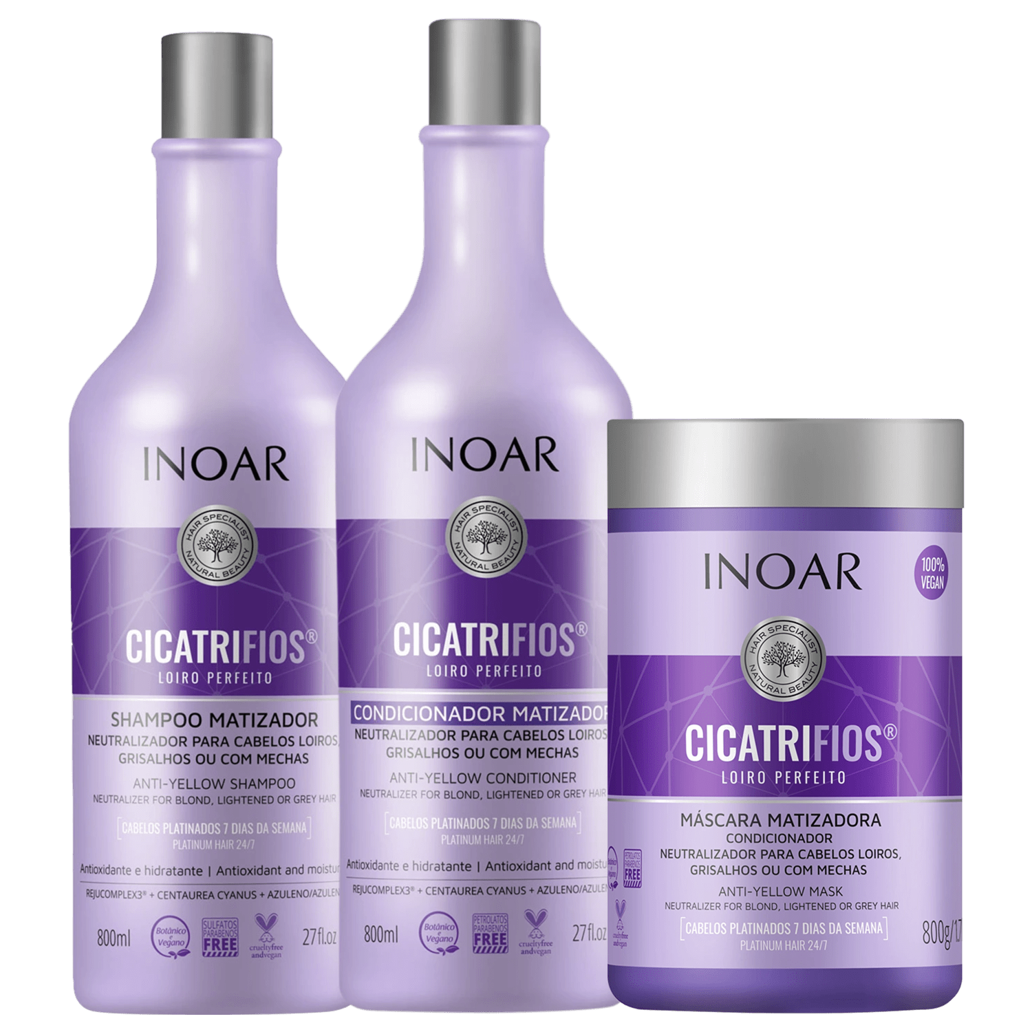 Kit Inoar Cicatrifios Loiro Perfeito Salon Completo (3 Produtos)