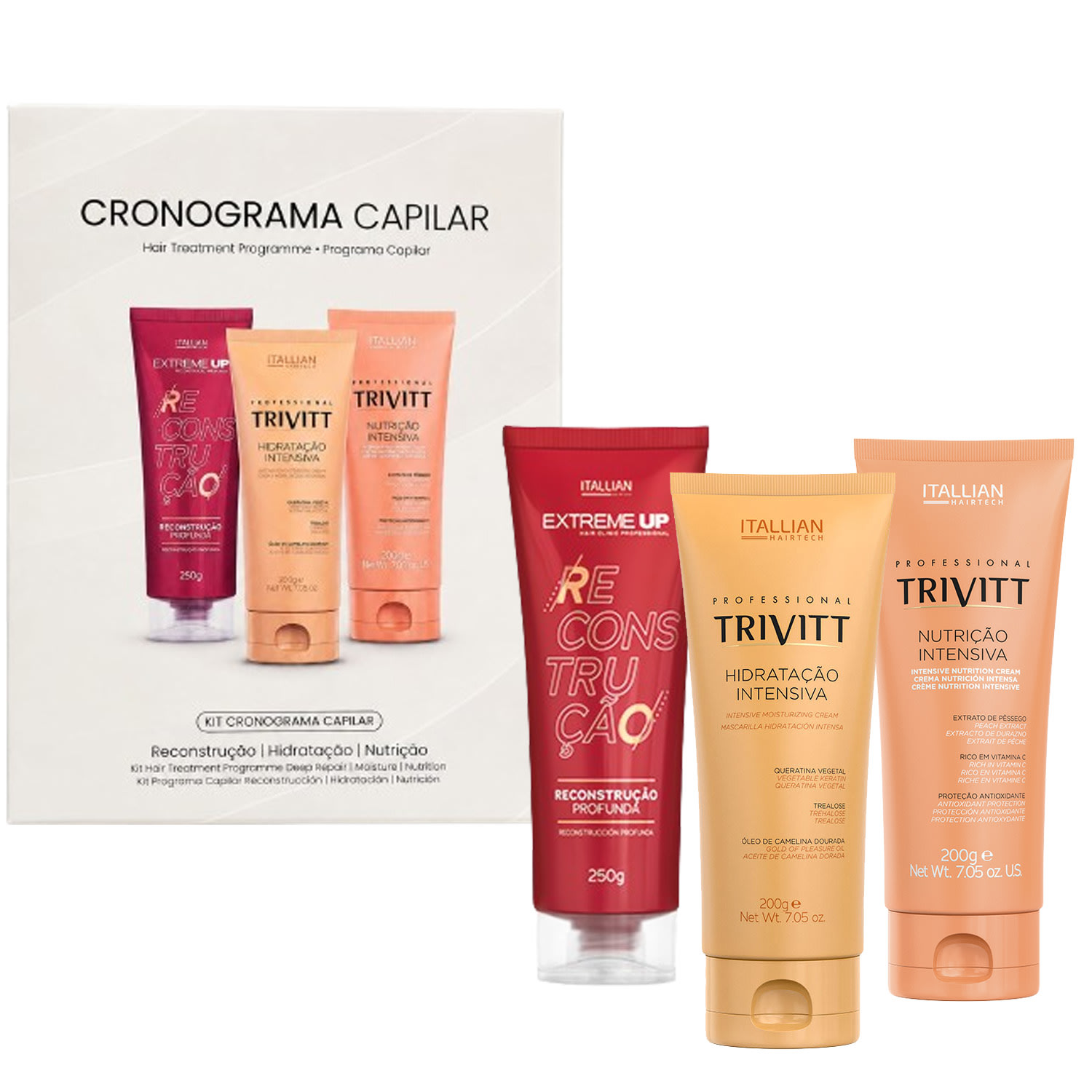 Kit Cronograma Capilar Novo(Trivitt Hidratação/ Trivitt Nutrição/ Extreme Up)