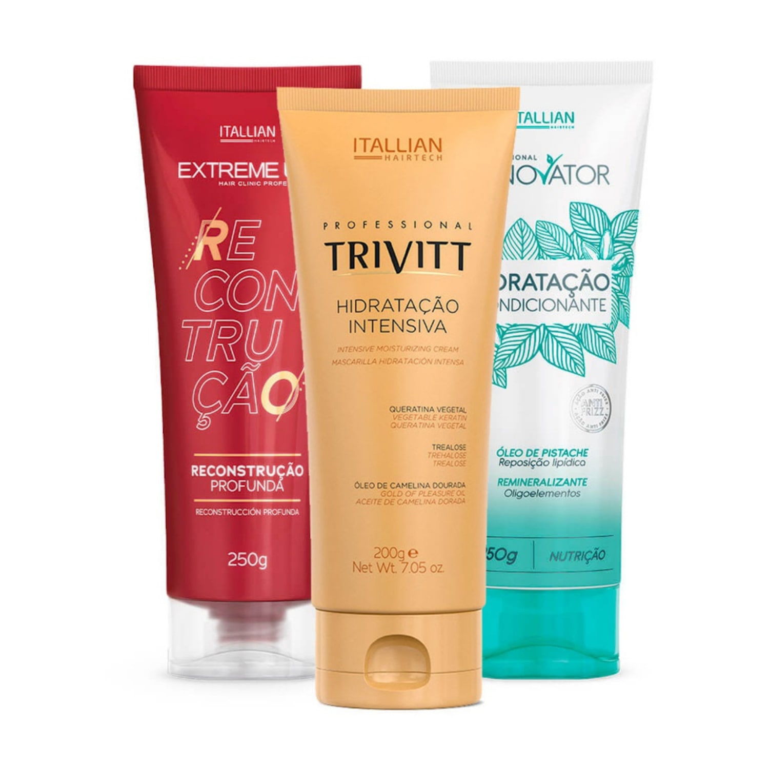 Kit Cronograma Capilar Itallian - Hidratação, Reconstrução e Nutrição (3 Itens)