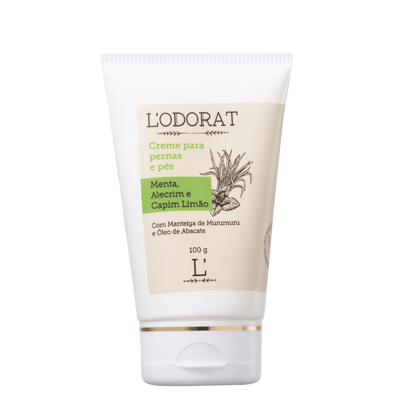 L'ODORAT Menta, Alecrim e Capim Limão - Creme para Pernas e Pés 100g