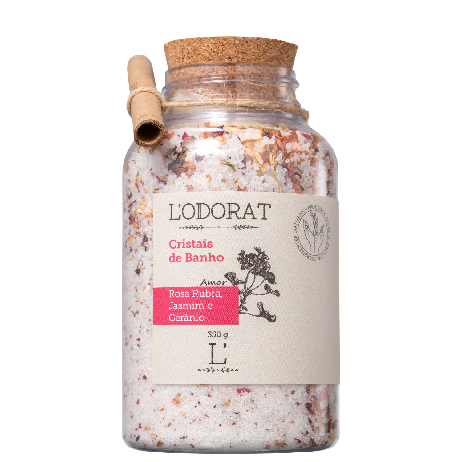 L'ODORAT Rosa Rubra, Jasmim e Gerânio - Sais de Banho 350g