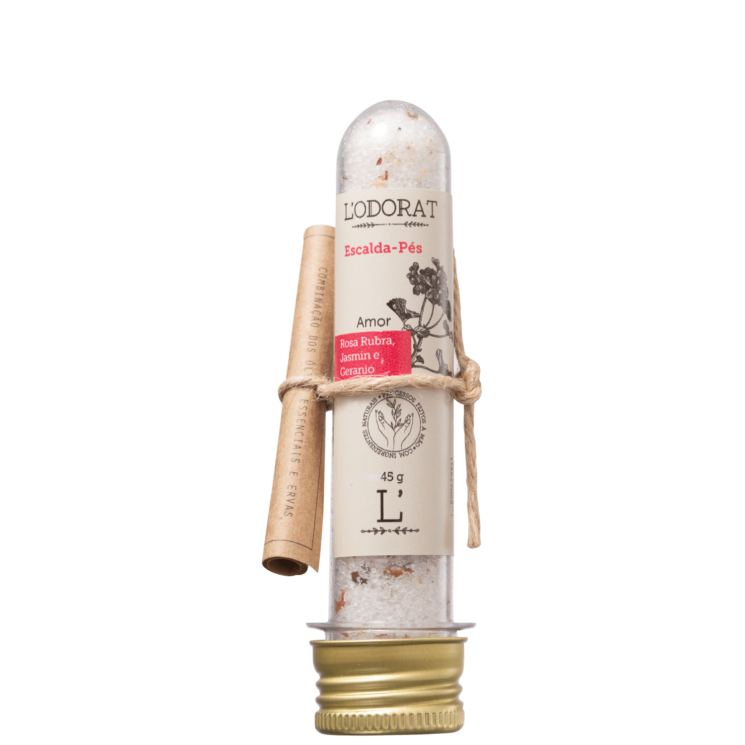 L'ODORAT Rosa Rubra, Jasmim e Gerânio - Escalda-Pés 45g