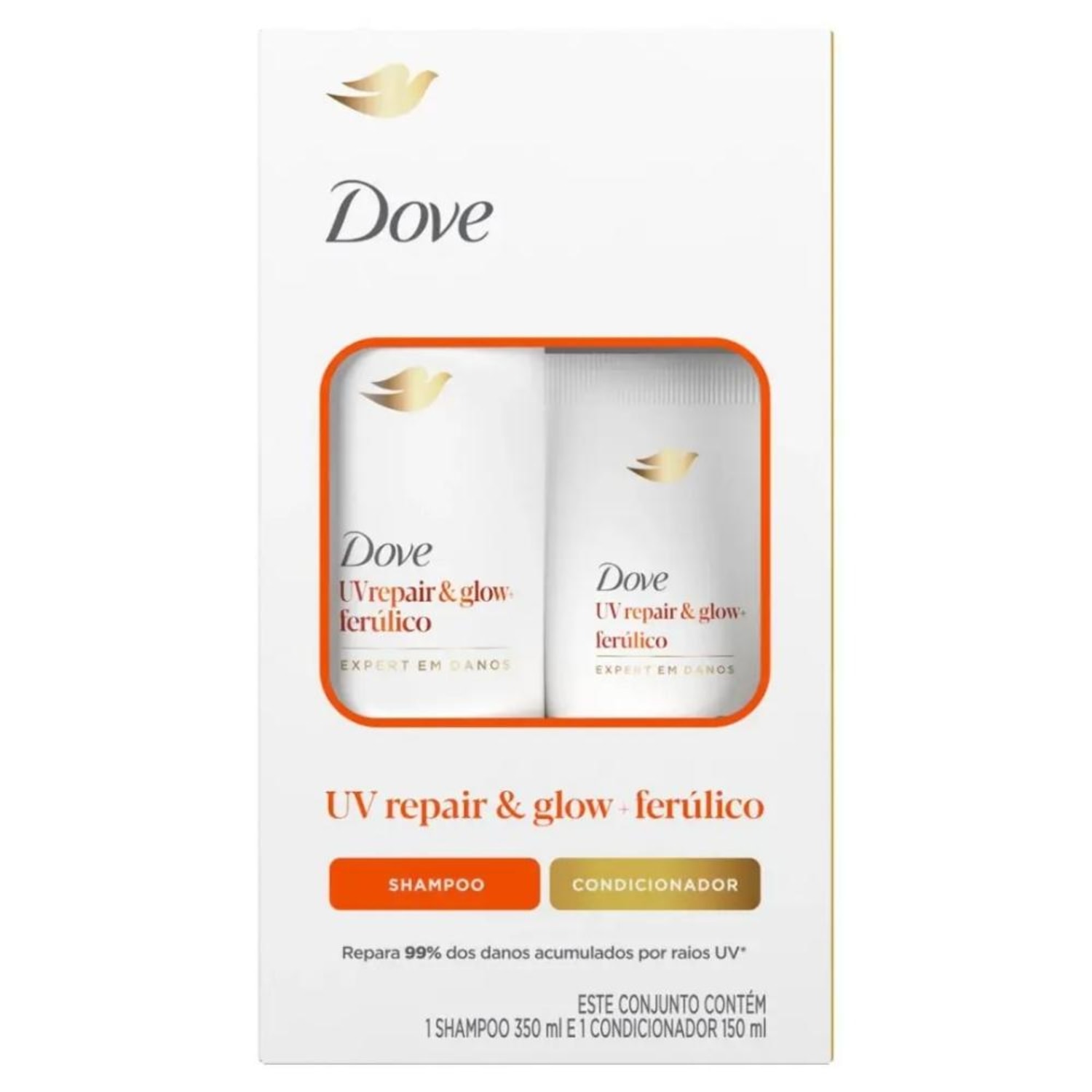 Kit Dove UV Repair & Glow + Ferúlico Shampoo 350ml + Condicionador 150ml