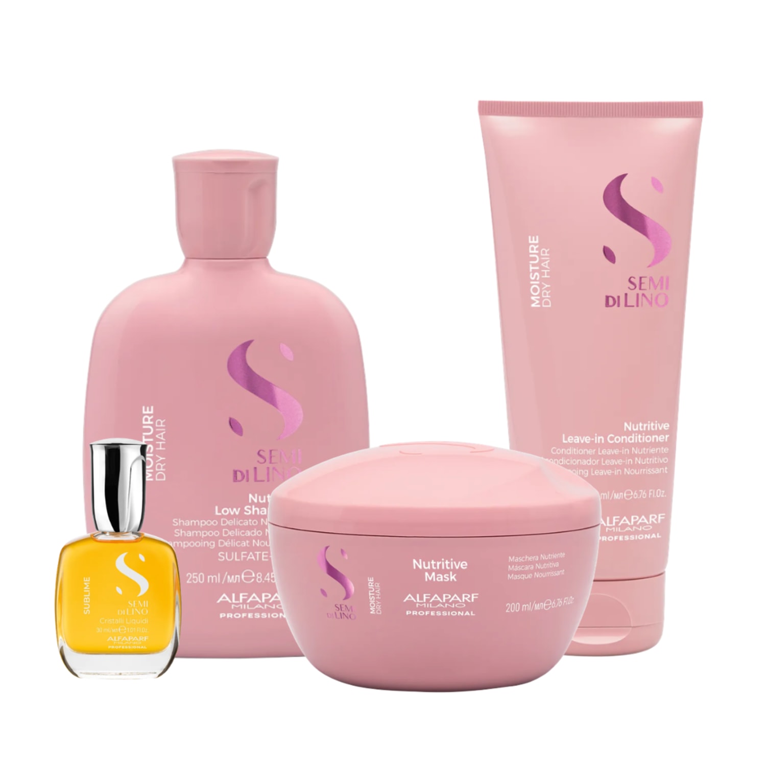 Kit Alfaparf Moisture Semi di Lino 3 Itens + Cristalli Liquidi 30ml