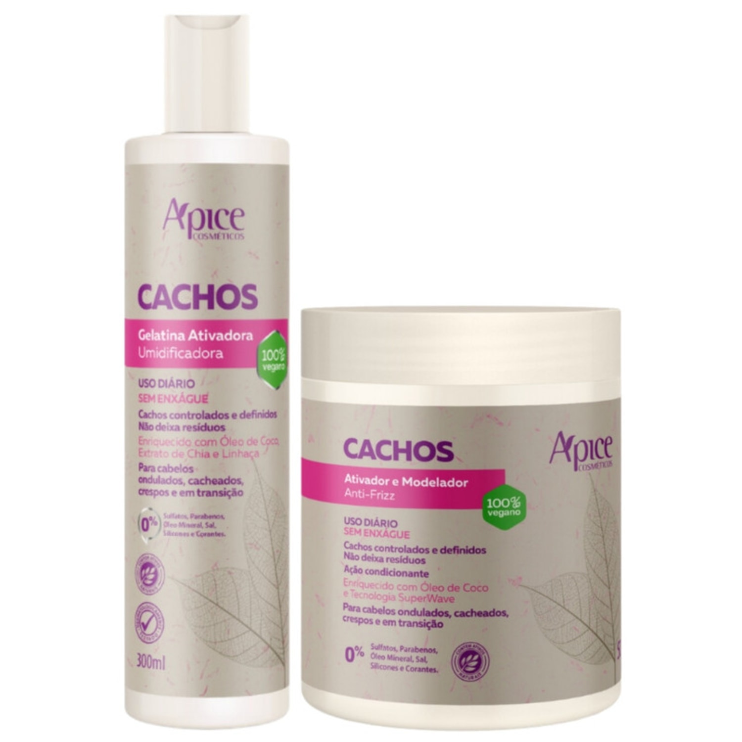 Kit Apse Cachos Creme De Pentear Ativador Cachos + Gelatina Ativadora 300ml