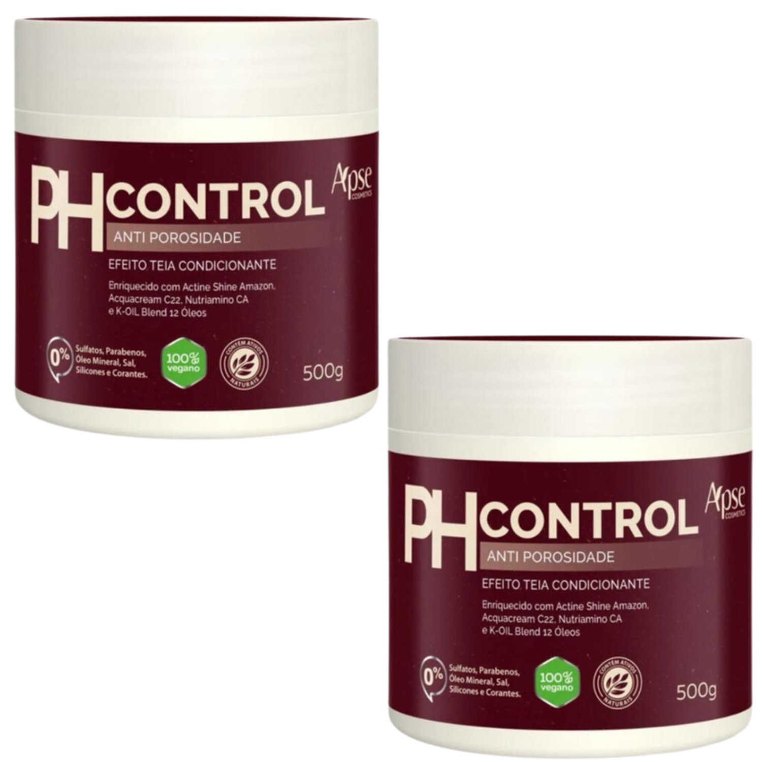 Kit 2 Mascara Ph Control Anti Porosidade Condicionante Capilar Vegano Apse 500g