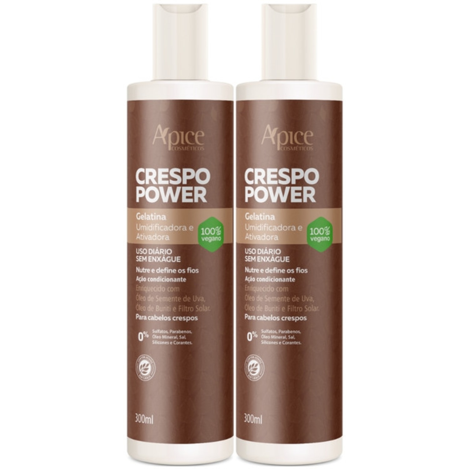 Kit 2 Gelatina Ativadora Apse Apice Crespo Power Umidificadora Cabelo Profissional Vegano 300ml
