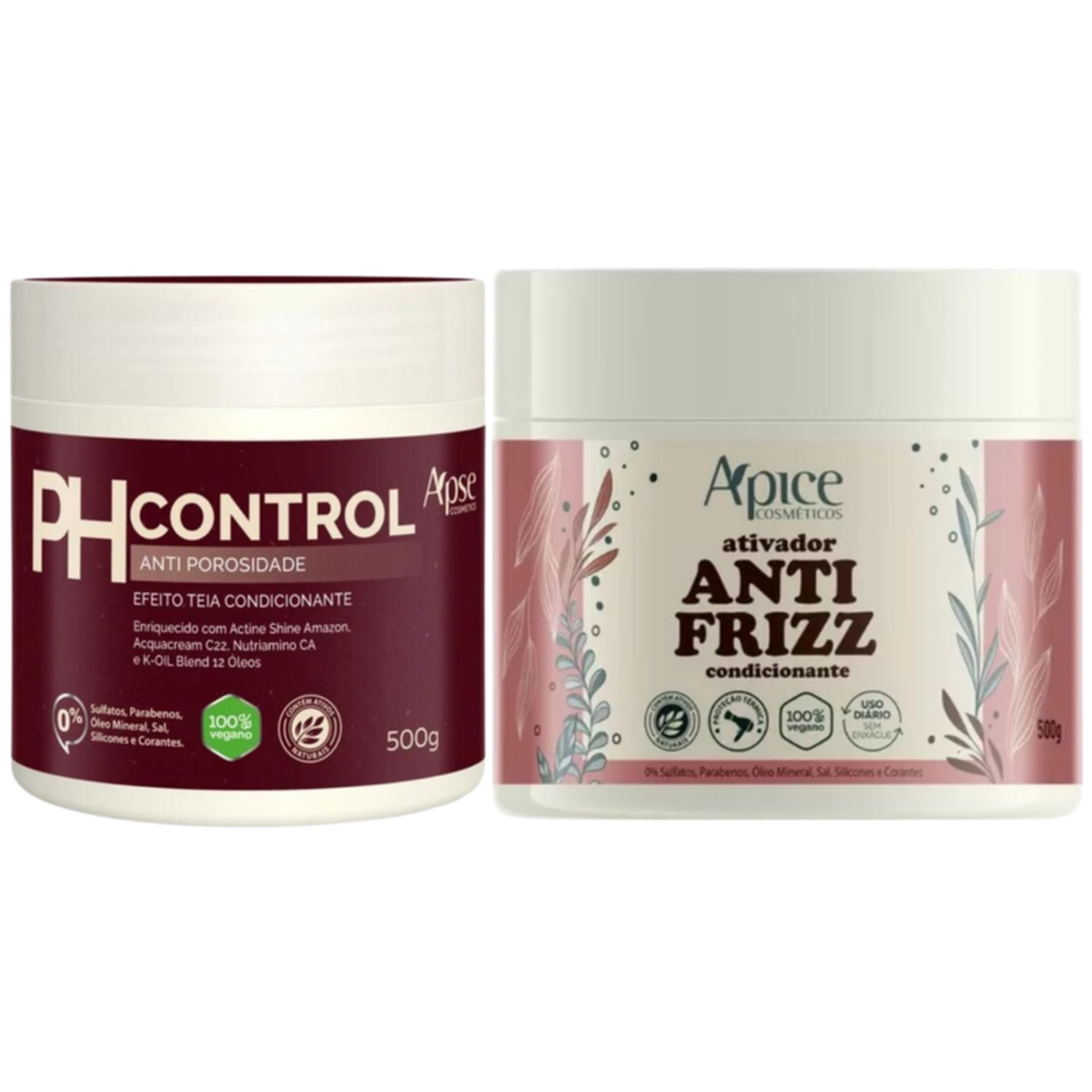 Kit Mascara Ph Control Apice + Creme De Pentear Anti Frizz Tratamento Vegano Anti Porosidade