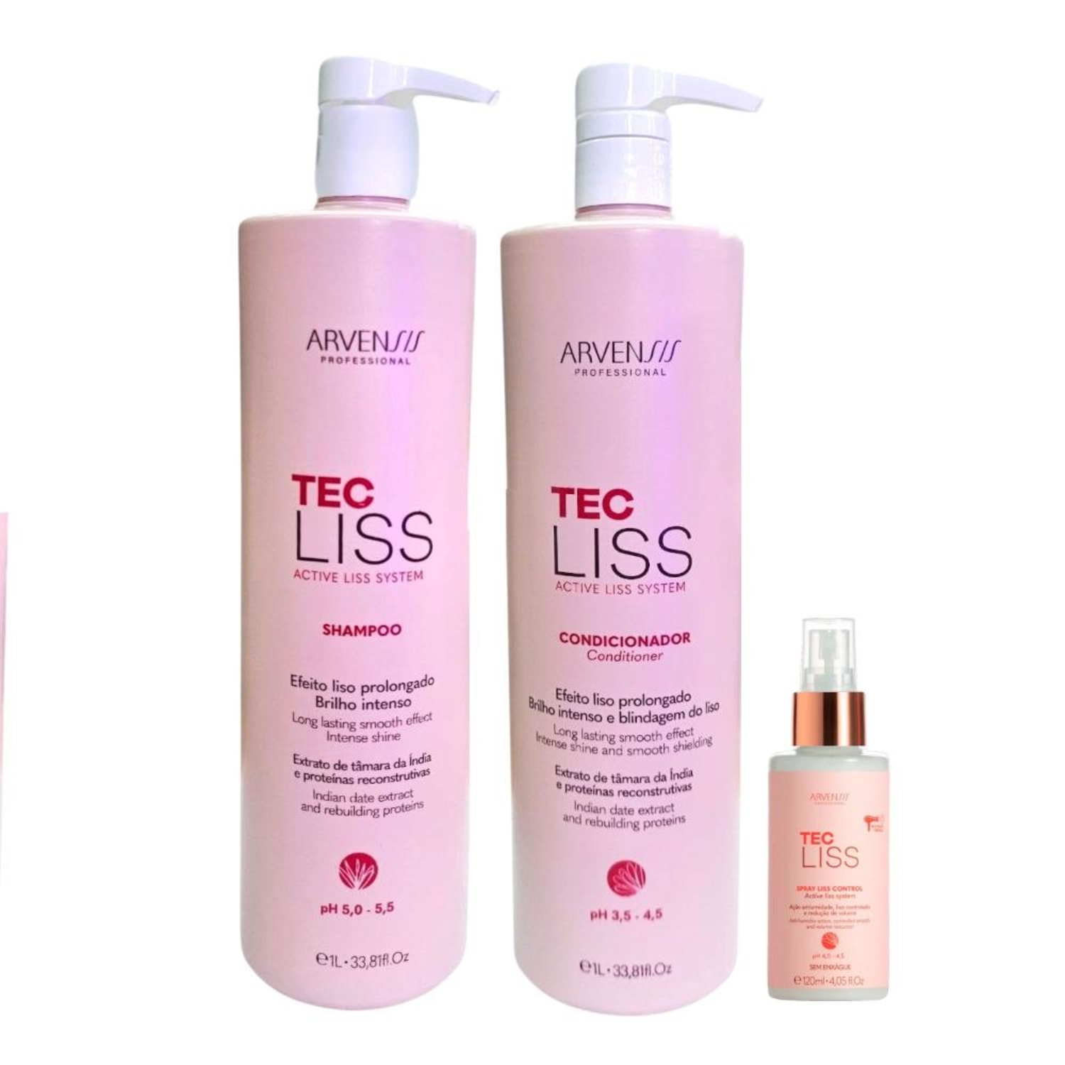 Kit Arvensis Tec Liss - Shampoo 1000ml + Condicionador 1000ml + Finalizador 120ml