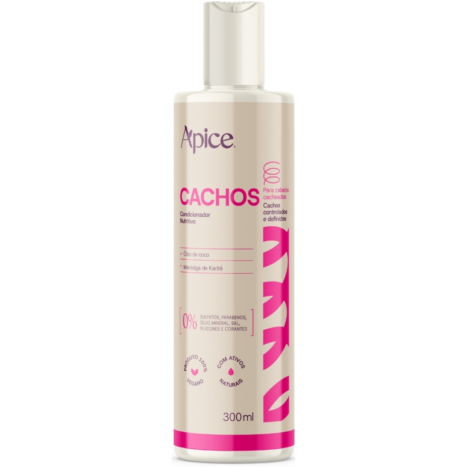 Condicionador Nutritivo Cachos Apice Nova Fragrância Vegano Cabelo Sem Sulfato 300ml