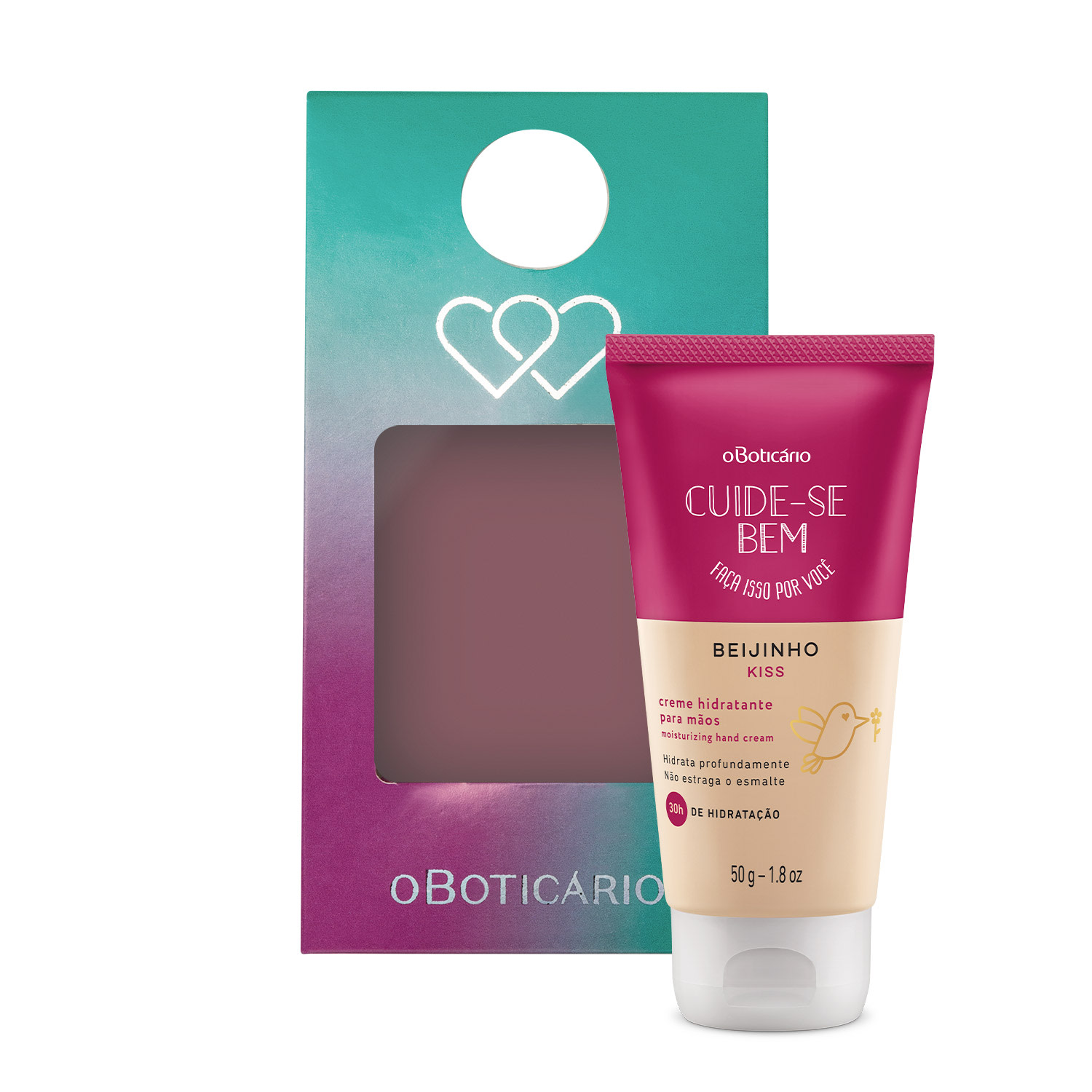 Combo Presente Cuide-se Bem Beijinho: Creme Para as Mãos 50g + Cartão Personalizado