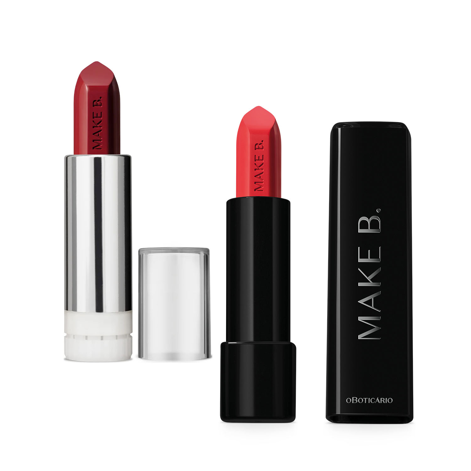 Combo Make B.: Batom Mate Laranja Orange Fever 4g + Refil Batom Glossy Vinho Wine 3,6g > Combo Make B.: Batom Mate Laranja Orange Fever 4g + Refil Batom Glossy Vinho Wine 3,6g