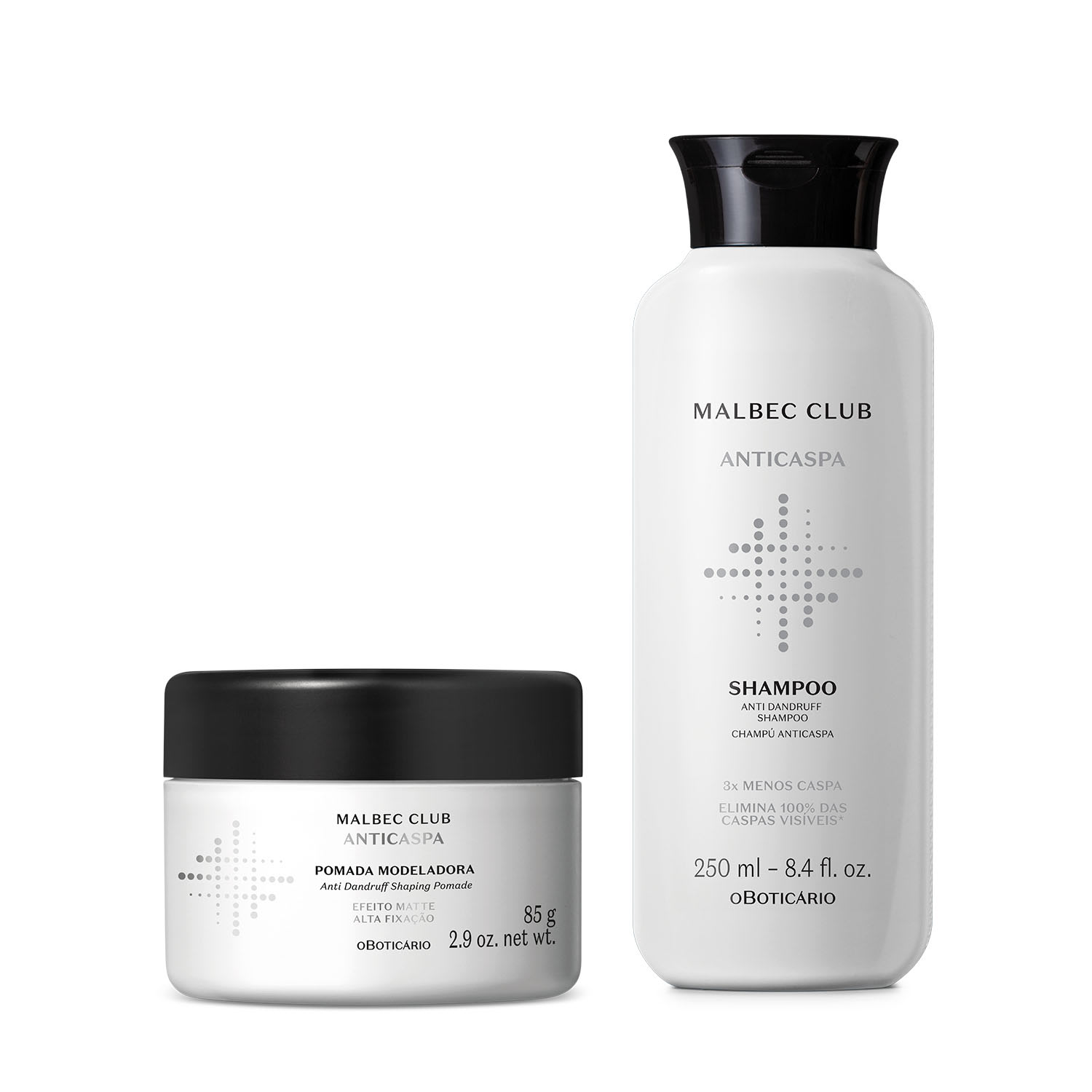 Combo Malbec Club Anticaspa: Shampoo 250ml + Pomada Modeladora 85g