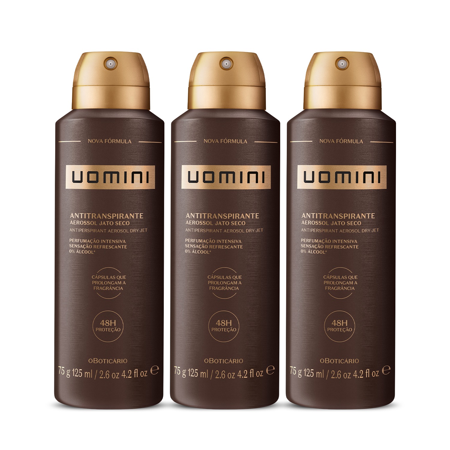 Combo Uomini: Desodorante Antitranspirante Aerossol 3x125ml cada > Combo Uomini: Desodorante Antitranspirante Aerossol 3x125ml cada