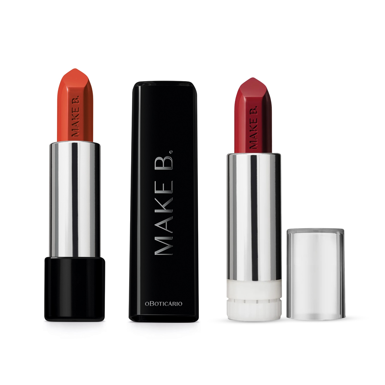 Combo Make B. Glossy: Batom Vermelho Coral 3,6g + Refil Vinho Wine 3,6g > Combo Make B. Glossy: Batom Vermelho Coral 3,6g + Refil Vinho Wine 3,6g