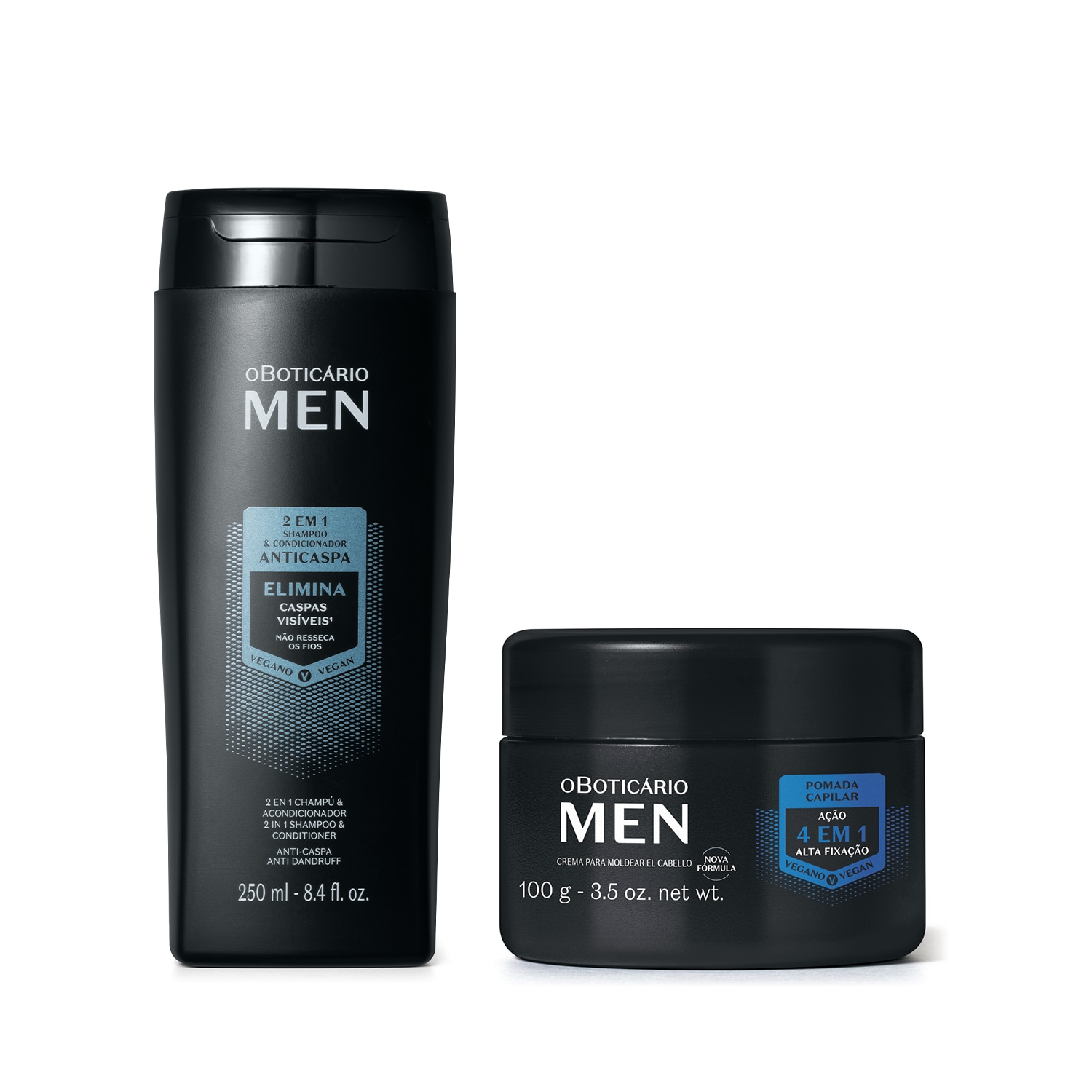 Combo Men Anticaspa: Shampoo e Condicionador Anticaspa 2 em 1 250ml + Pomada Capilar 4 em 1 100g > Combo Men Anticaspa: Shampoo e Condicionador Anticaspa 2 em 1 250ml + Pomada Capilar 4 em 1 100g