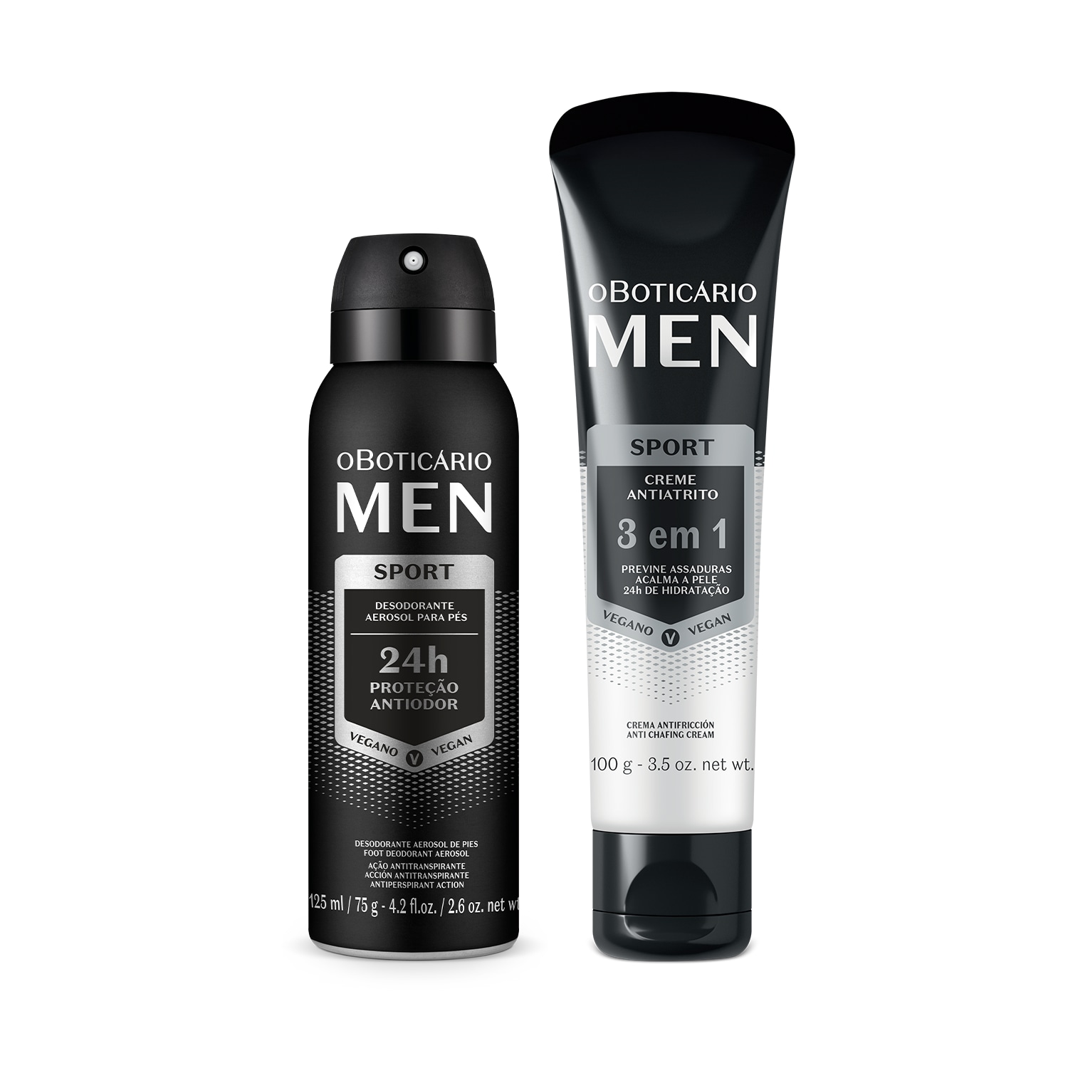 Combo MEN Sport: Creme Antiatrito 3 em 1 100g + Desodorante Para Pés 125ml > Combo MEN Sport: Creme Antiatrito 3 em 1 100g + Desodorante Para Pés 125ml