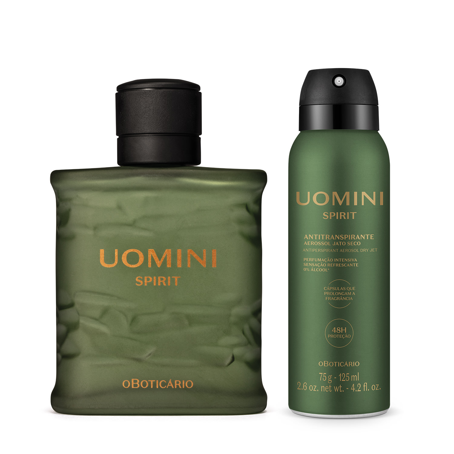 Combo Uomini Spirit: Desodorante Colônia 100ml + Desodorante Antitranspirante Aerossol 75g/125ml > Combo Uomini Spirit: Desodorante Colônia 100ml + Desodorante Antitranspirante Aerossol 75g/125ml