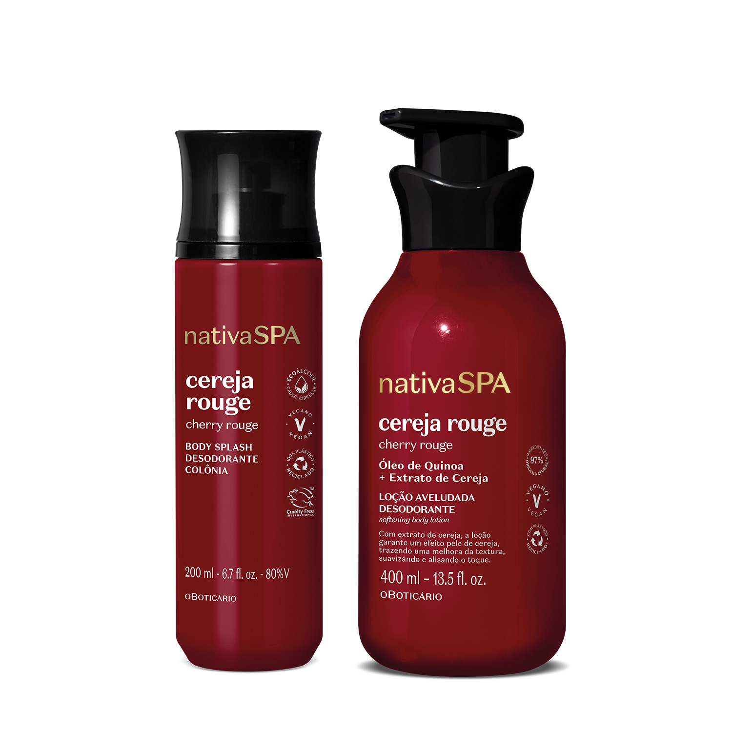 Combo Nativa Spa Cereja Rouge: Loção Corporal 400ml + Body Splash 200ml