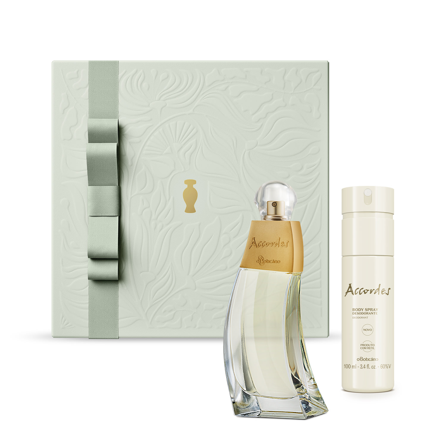 Combo Presente Accordes: Desodorante Colônia 80ml + Body Spray Desodorante 100ml + Caixa de Presente