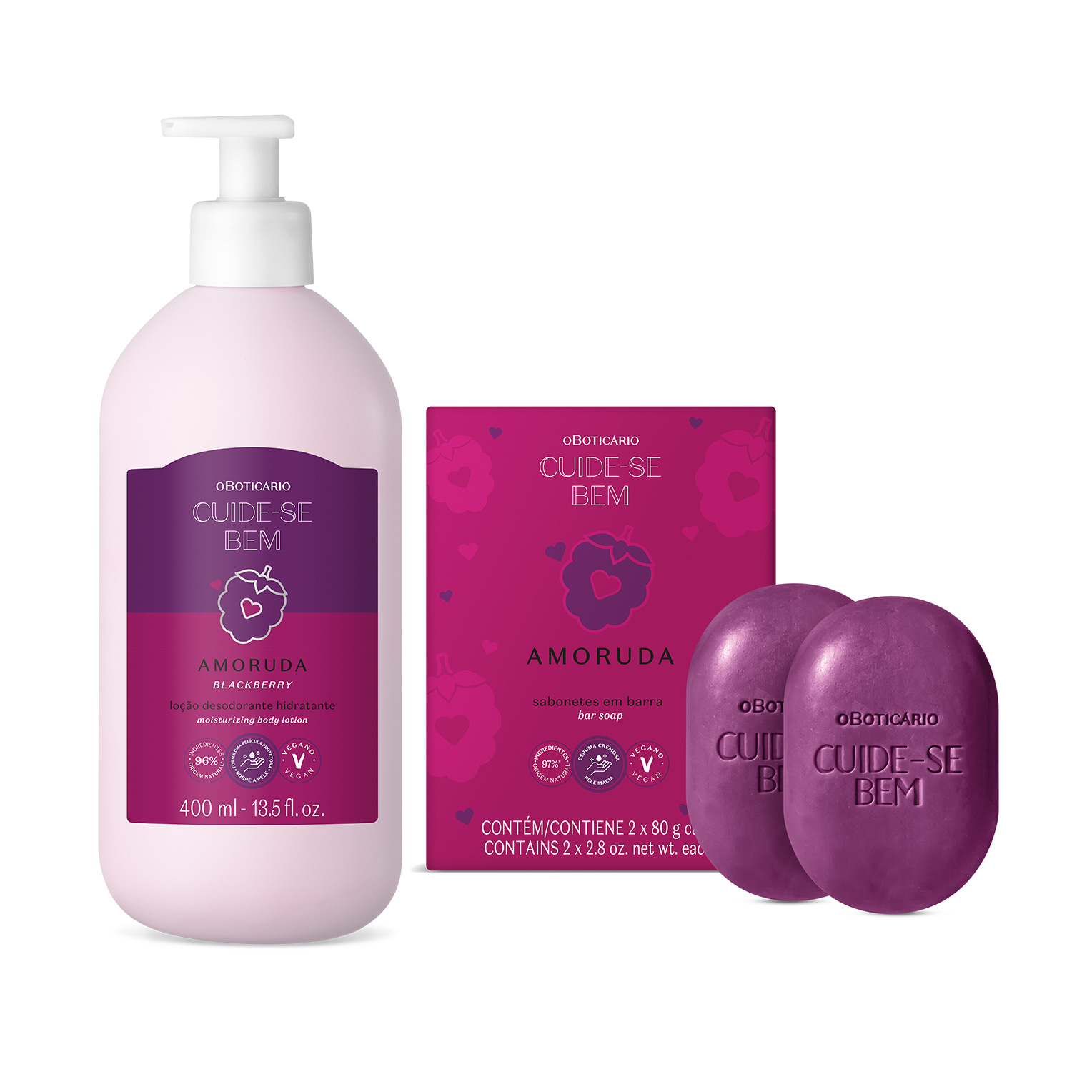 Combo Cuide-se Bem Amoruda: Loção Corporal 200ml + Sabonetes Em Barra 2x80g > Combo Cuide-se Bem Amoruda: Loção Corporal 200ml + Sabonetes Em Barra 2x80g