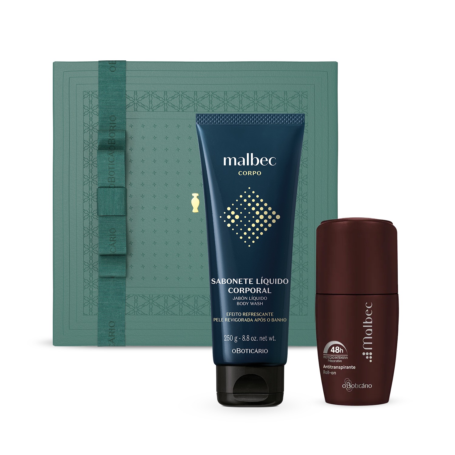 Combo Presente Malbec: Sabonete Líquido 250g + Desodorante Antitranspirante 55ml + Caixa de Presente