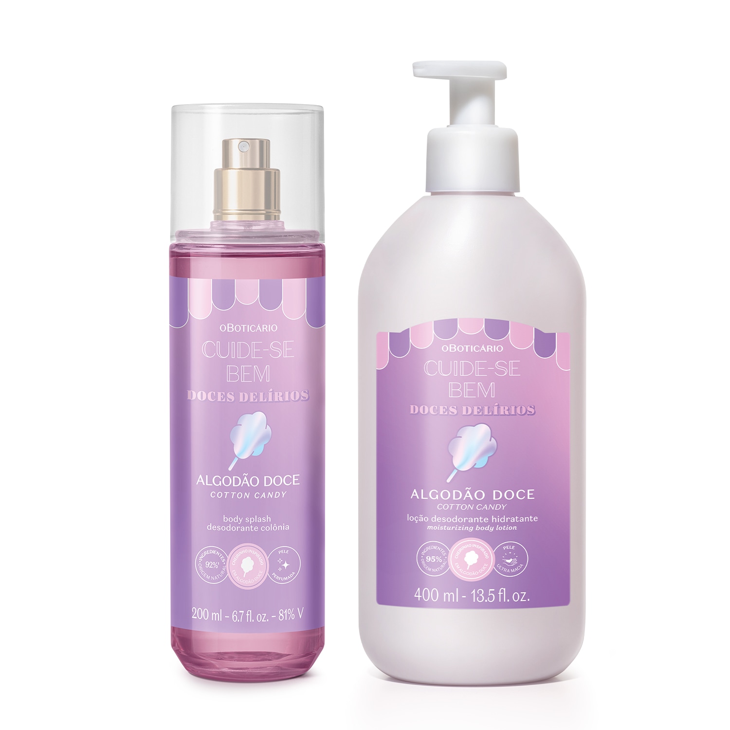 Combo Cuide-se Bem Doces Delírios Algodão Doce: Body Splash 200ml + Loção Corporal 400ml > Combo Cuide-se Bem Doces Delírios Algodão Doce: Body Splash 200ml + Loção Corporal 400ml