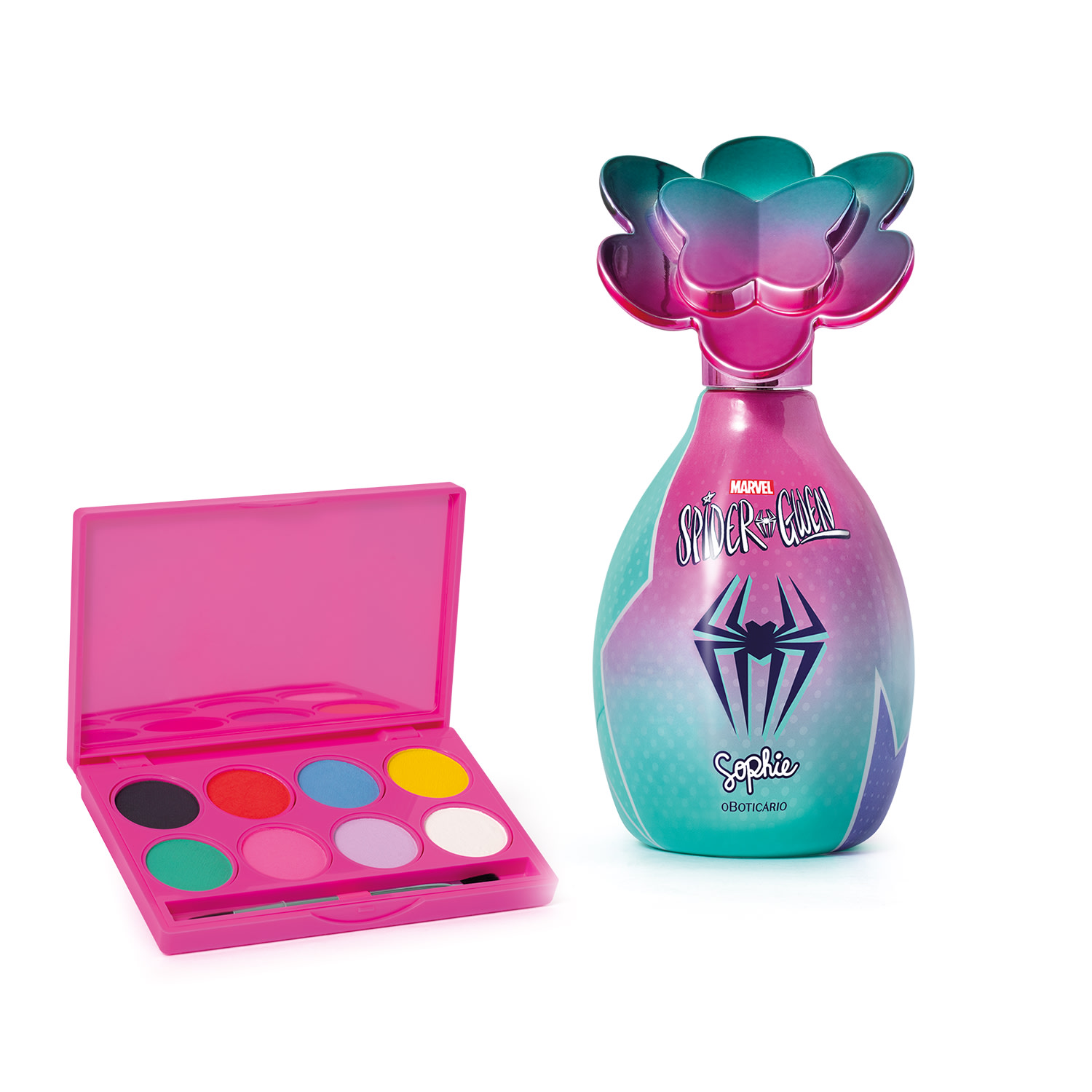 Combo Sophie Spider-Gwen: Colônia Infantil 100ml + Paleta Multifuncional 17g > Combo Sophie Spider-Gwen: Colônia Infantil 100ml + Paleta Multifuncional 17g