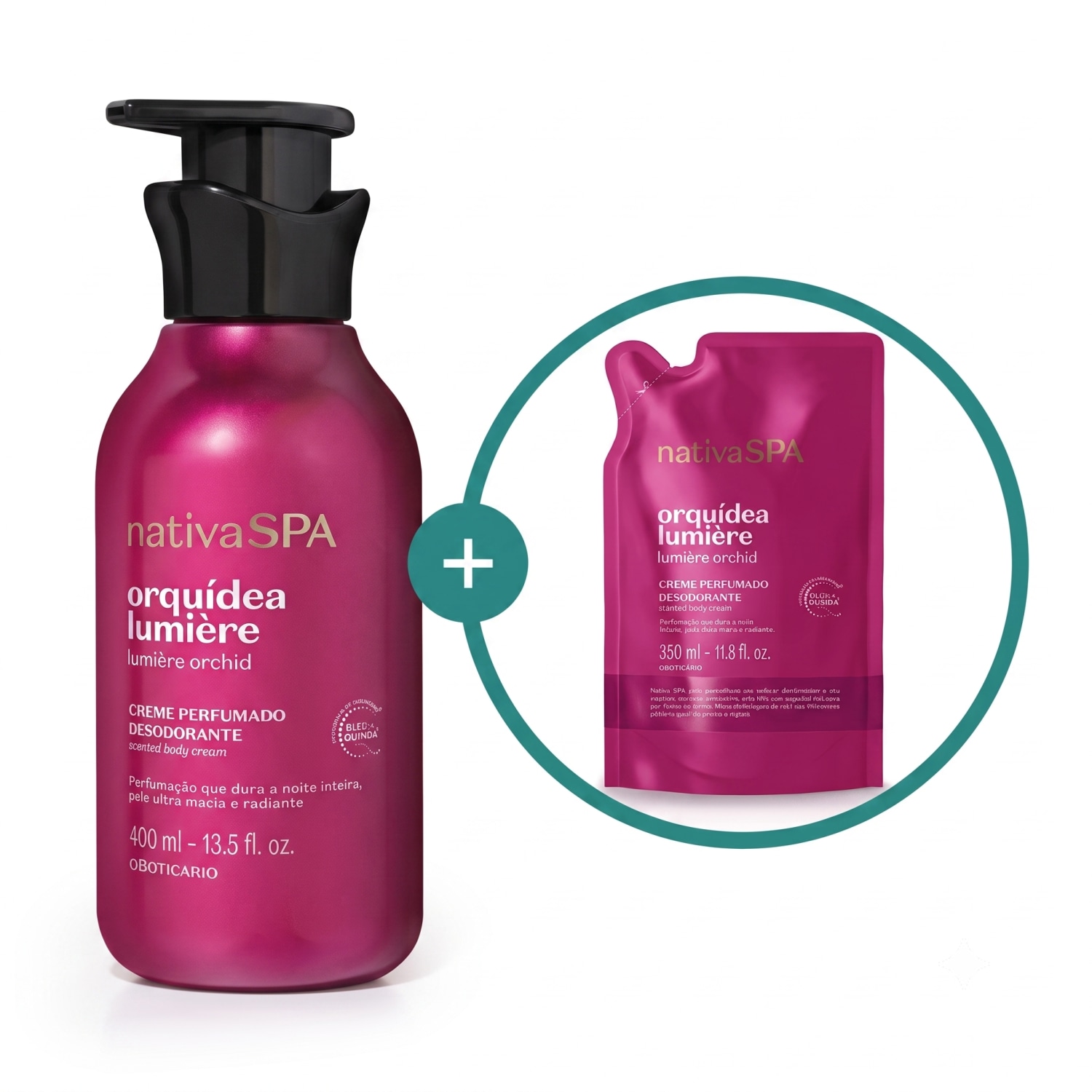 Combo Nativa SPA OrquÃdea Lumière: Creme Perfumado Desodorante 400ml + Refil 350ml