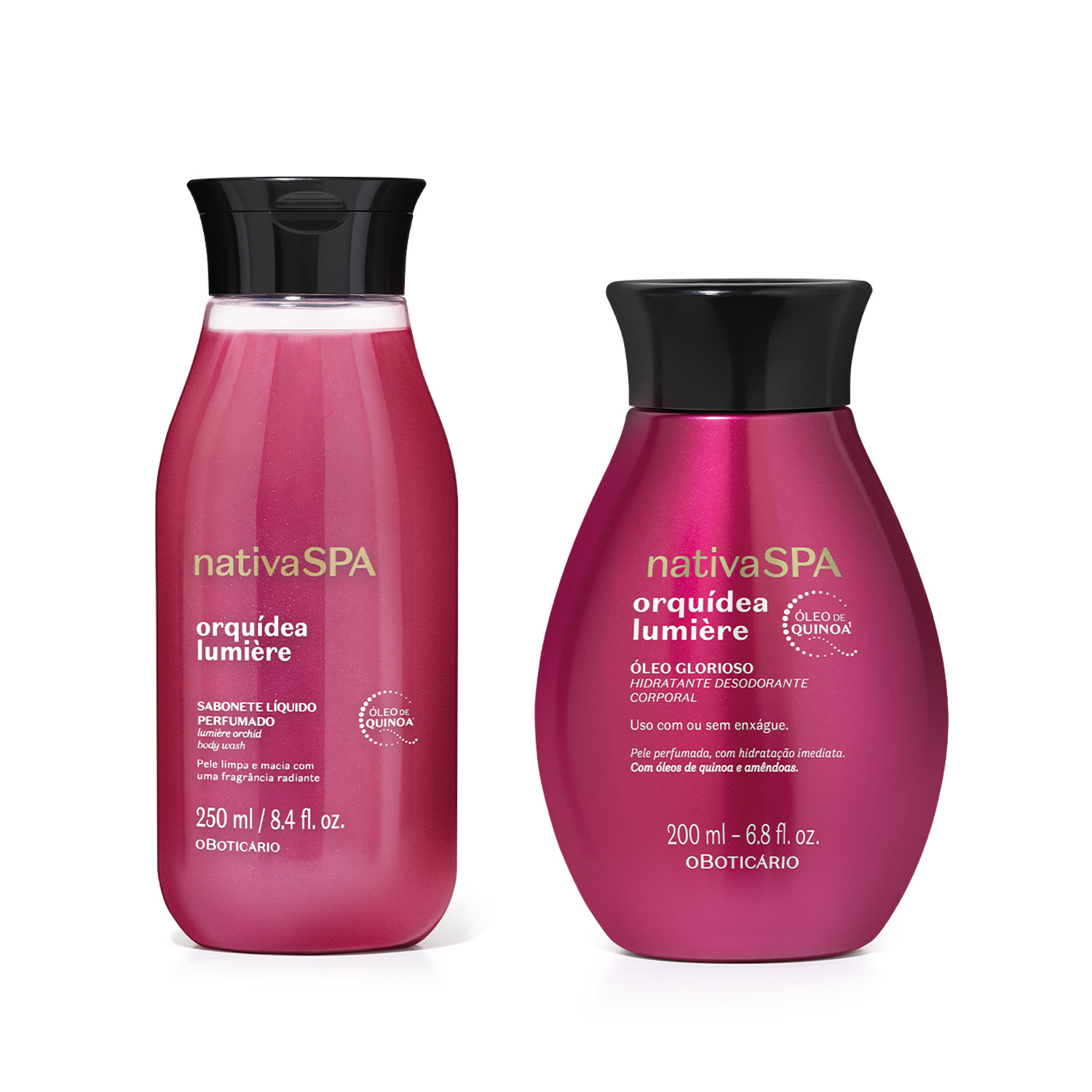 Combo Nativa SPA Orquidea Lumière: Sabonete Líquido Corporal 250ml+ Óleo Hidratante Desodorante Corporal Glorioso 200ml > Combo Nativa SPA Orquidea Lumière: Sabonete Líquido Corporal 250ml+ Óleo Hidratante Desodorante Corporal Glorioso 200ml