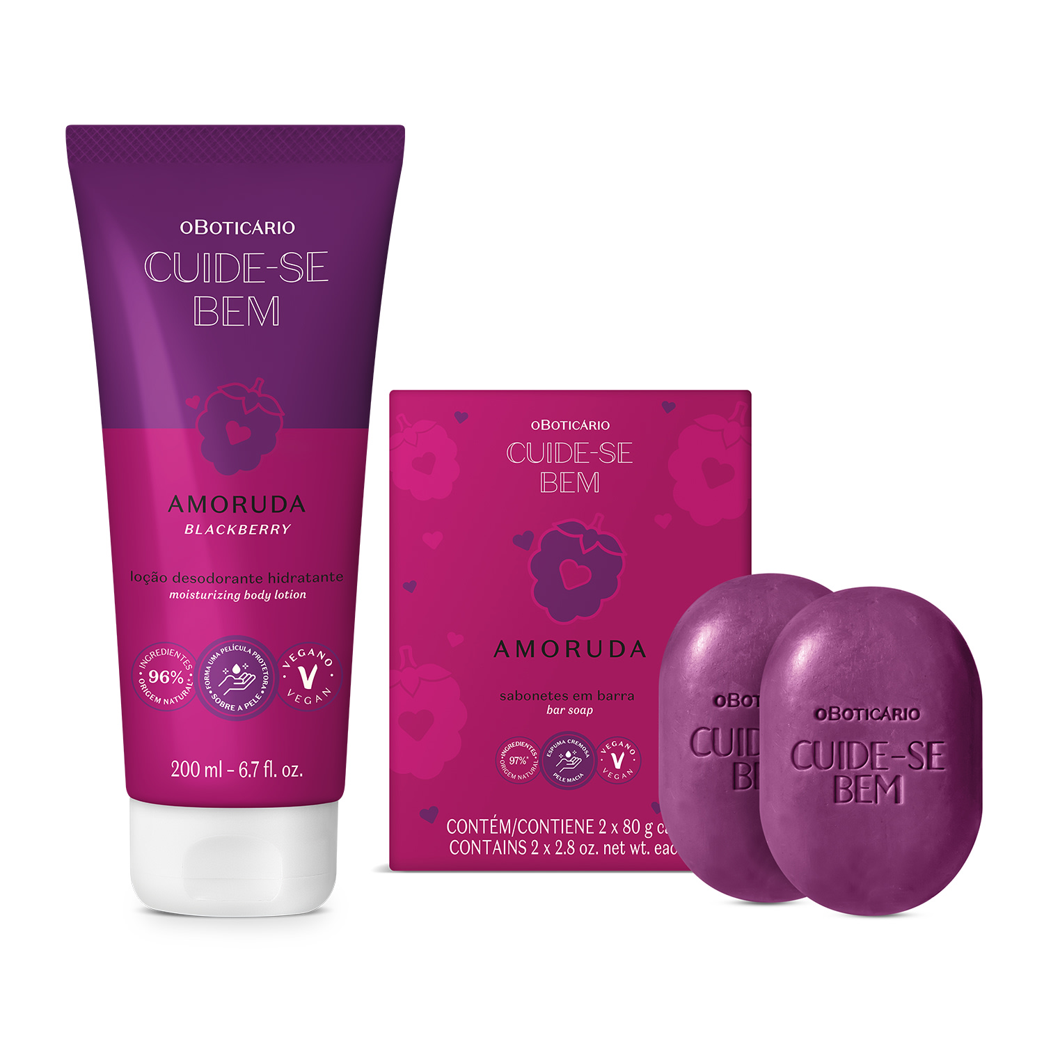 Combo Cuide-se Bem Amoruda: Loção Corporal 200ml + Sabonetes Em Barra 2x80g > Combo Cuide-se Bem Amoruda: Loção Corporal 200ml + Sabonetes Em Barra 2x80g
