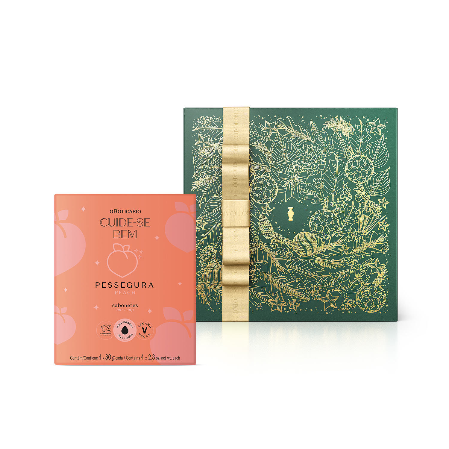 Combo Presente Cuide- Se Bem Pessegura: Sabonetes em Barra 4x80g + Caixa de Presente > Combo Presente Cuide- Se Bem Pessegura: Sabonetes em Barra 4x80g + Caixa de Presente