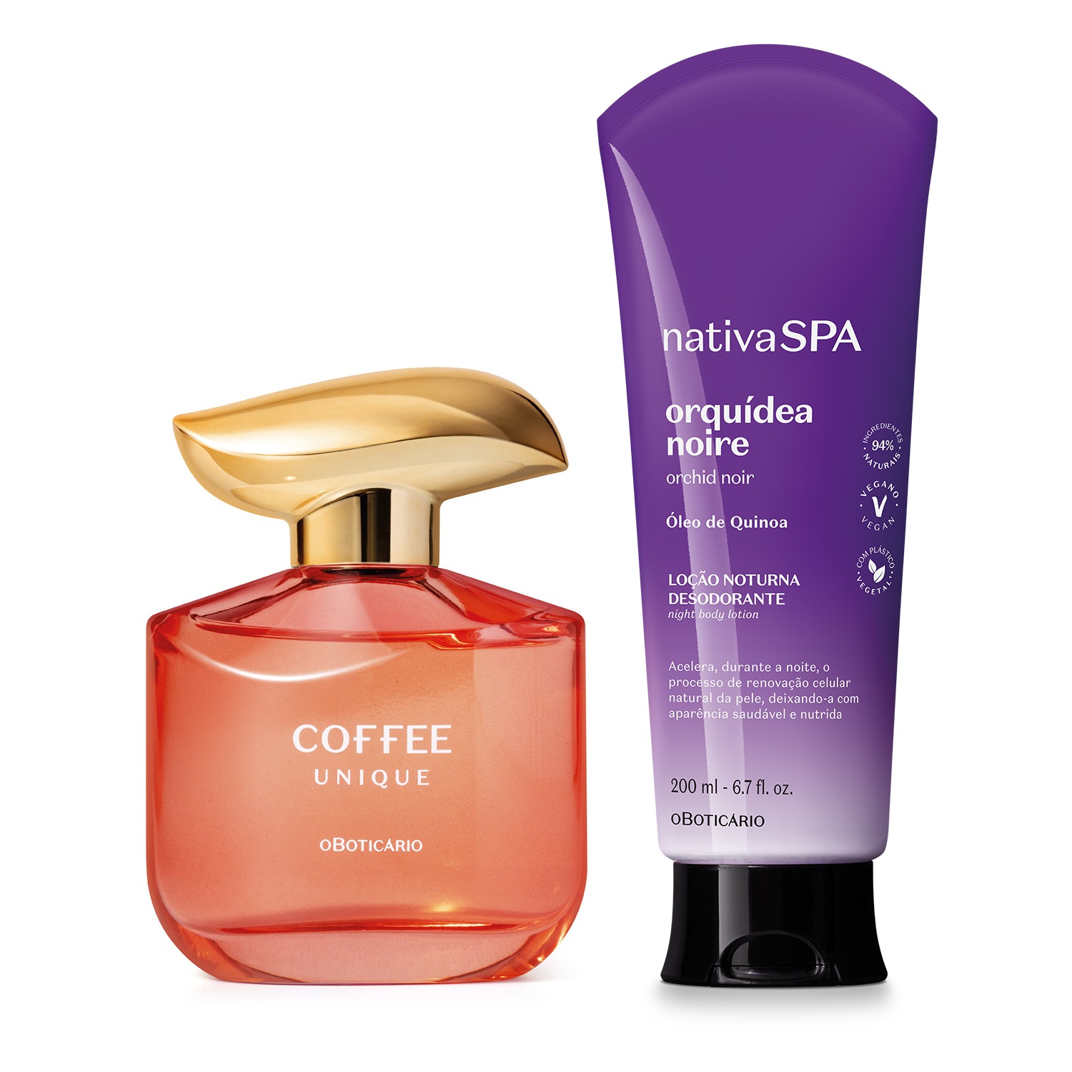 Combo Coffee Woman Unique Desodorante Colônia 100ml + Loção Corporal Nativa Spa Orquídea Noire > Combo Coffee Woman Unique Desodorante Colônia 100ml + Loção Corporal Nativa Spa Orquídea Noire