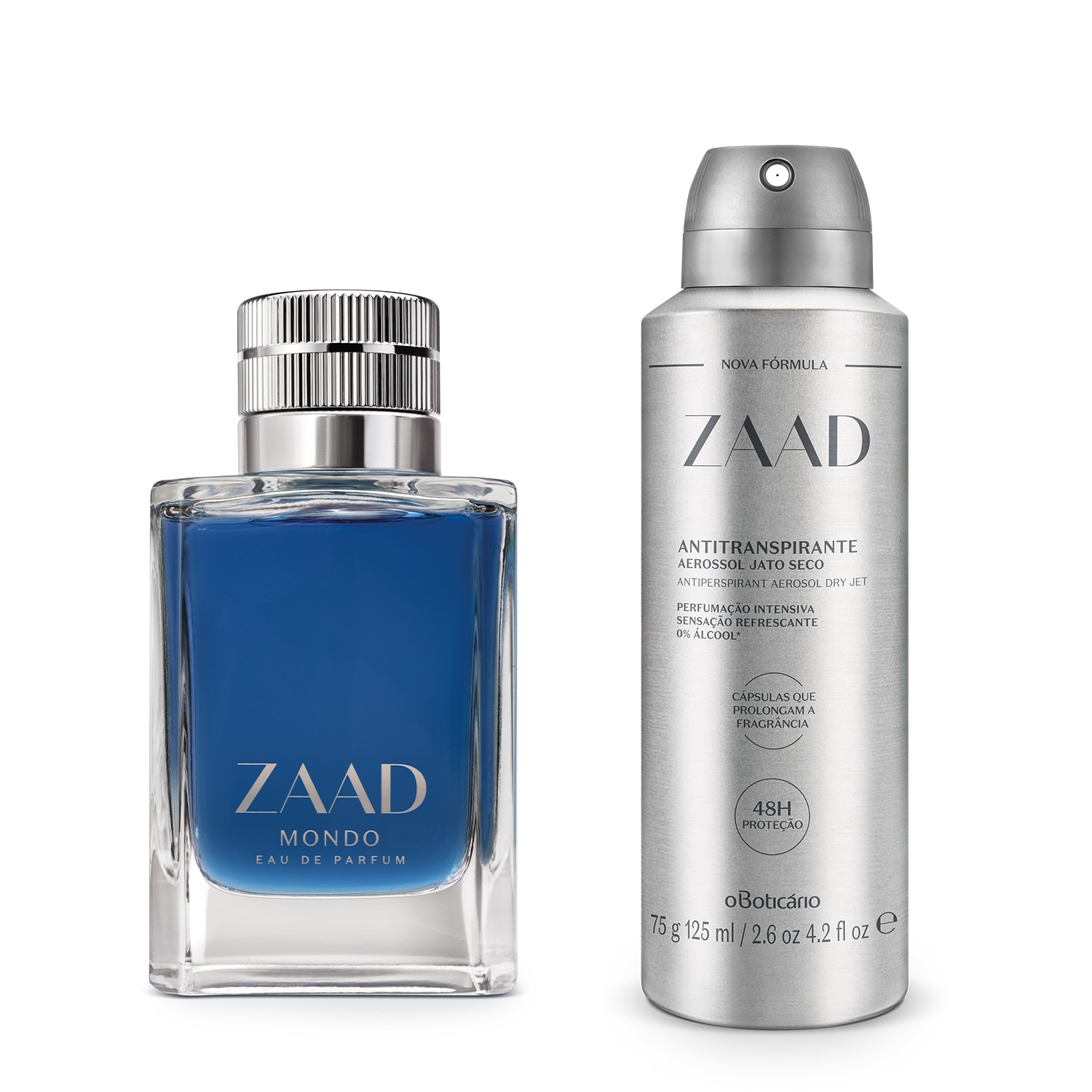 Combo Zaad: Mondo Eau De Parfum 95ml + Desodorante Antitranspirante Aerossol 75g/125ml > Combo Zaad: Mondo Eau De Parfum 95ml + Desodorante Antitranspirante Aerossol 75g/125ml