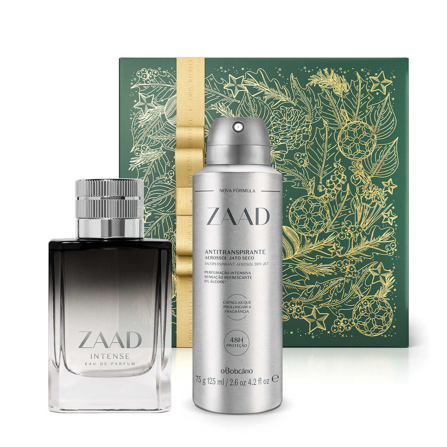 Combo Presente Zaad: Intense Eau De Parfum 95ml + Desodorante Antitranspirante Aerossol 75g/125ml + Caixa Presenteável > Combo Presente Zaad: Intense Eau De Parfum 95ml + Desodorante Antitranspirante Aerossol 75g/125ml + Caixa Presenteável