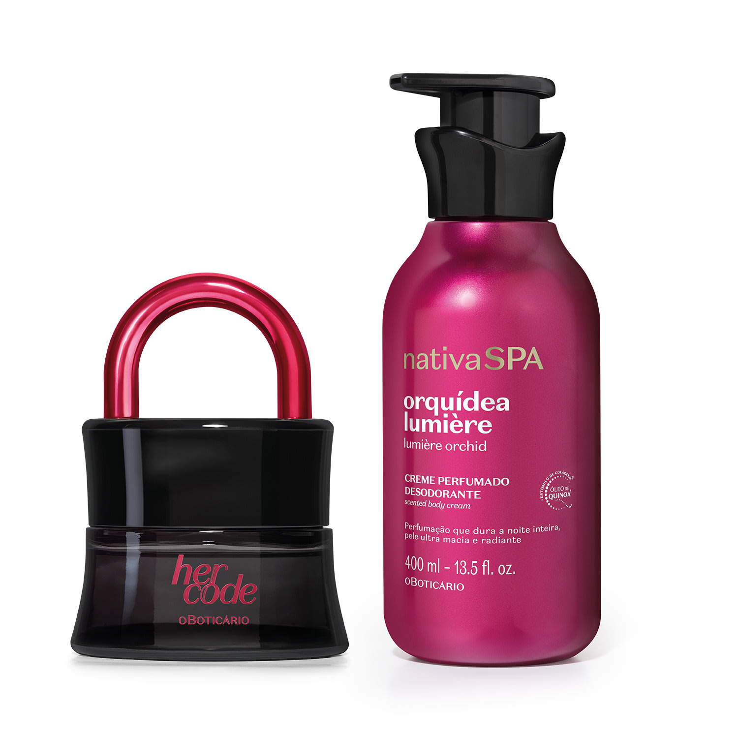 Combo Her Code Clímax 50ml + Creme Perfumado Nativa Spa Orquídea Lumiére 400ml > Combo Her Code Clímax 50ml + Creme Perfumado Nativa Spa Orquídea Lumiére 400ml