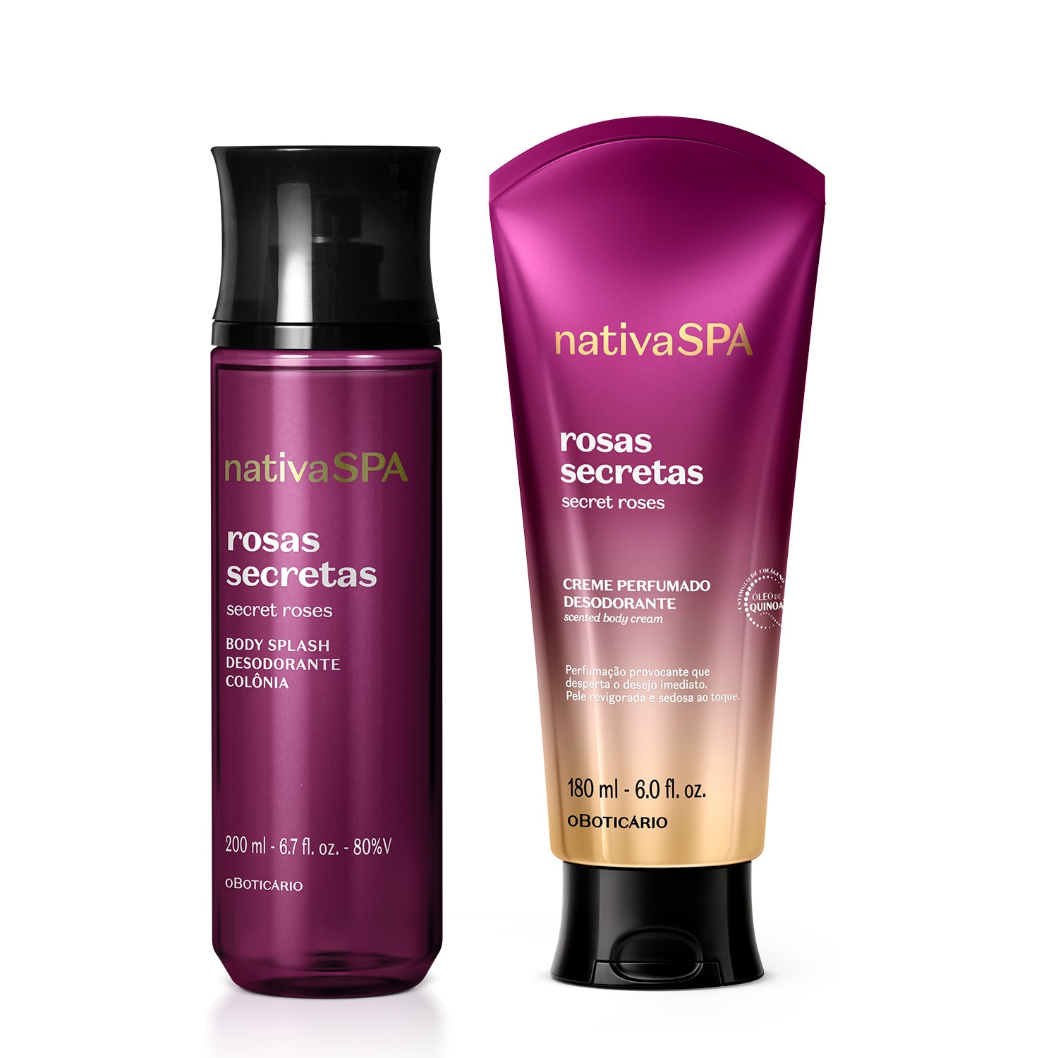 Combo Nativa SPA Rosas Secretas: Body Splash 200ml + Creme Perfumado Corporal 180ml > Combo Nativa SPA Rosas Secretas: Body Splash 200ml + Creme Perfumado Corporal 180ml