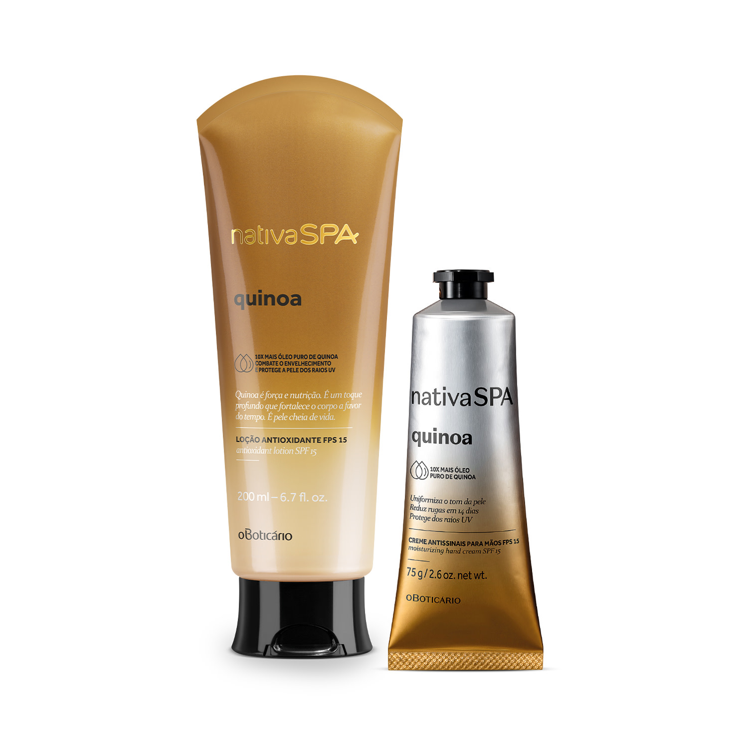 Combo Nativa Spa Quinoa: Loção Corporal 200ml + Creme Para As Mãos Antissinais 75g