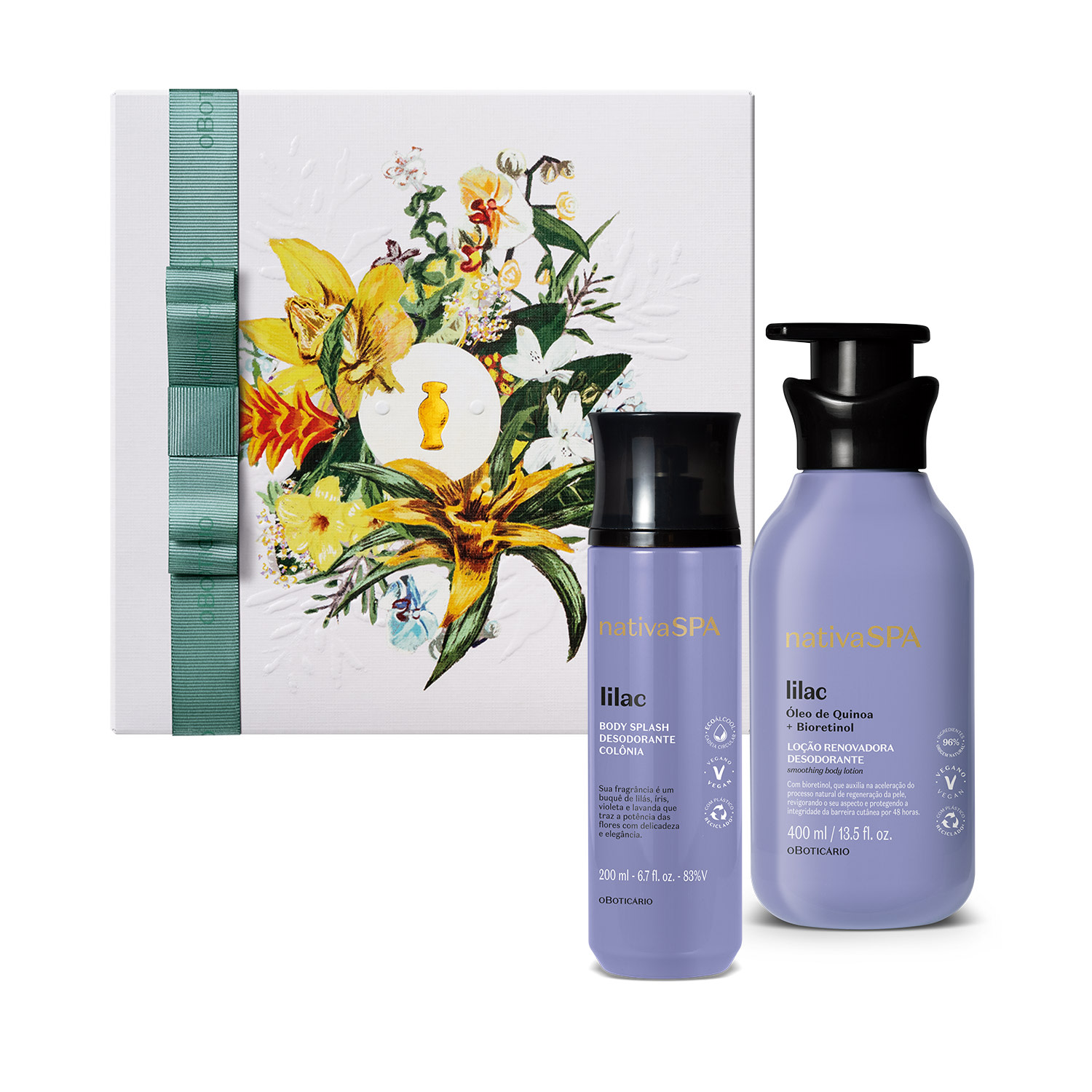 Combo Presente Dia das Mães Nativa Spa Lilac: Loção Corporal 400ml + Body Splash 200ml
