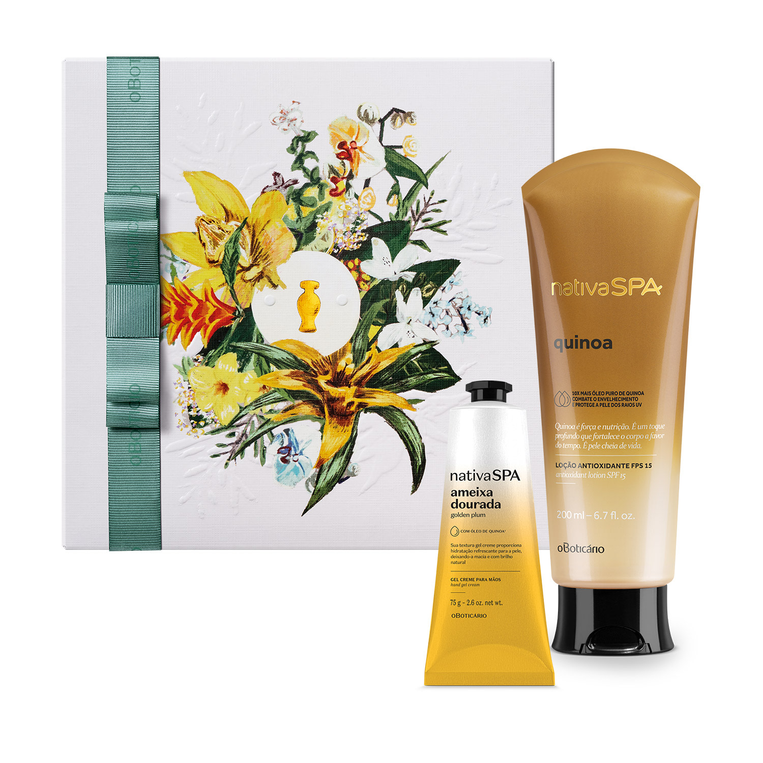 Combo Presente Dia Das Mães Nativa Spa: Loção Corporal Quinoa 200ml + Creme Para As Mãos Antissinais Ameixa Dourada 75g