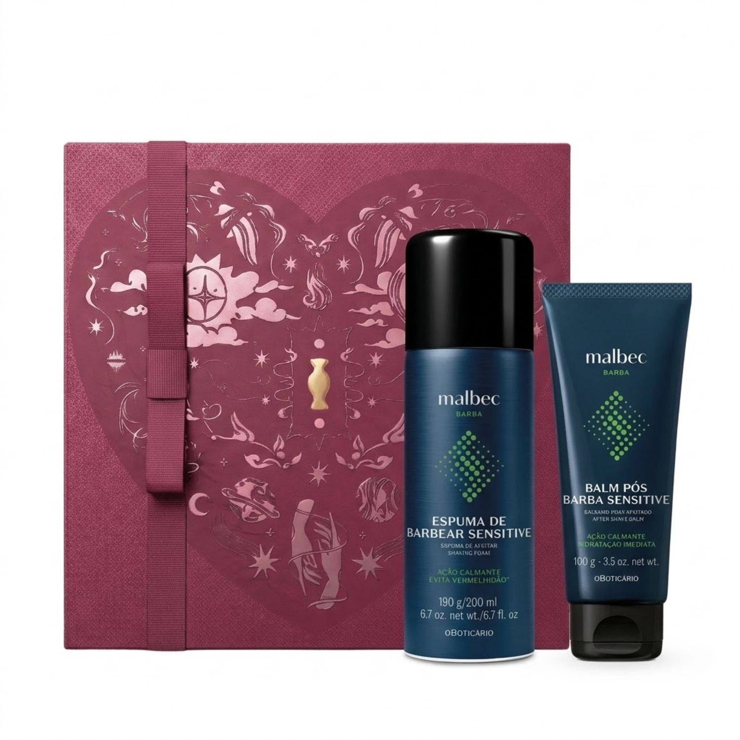 Combo Presente Dia Dos Namorados Malbec Cuidados: Espuma Para Barbear 200ml + Balm Pós Barba 100g