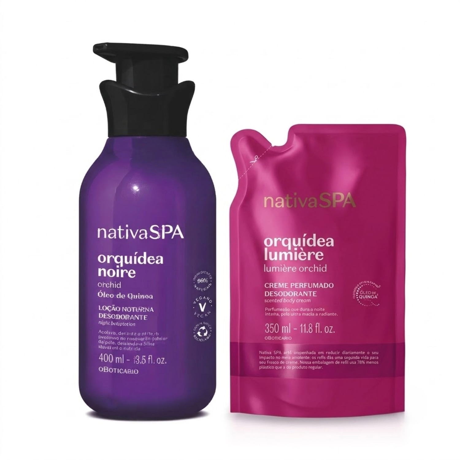 Combo Nativa SPA Orquídea: Loção Noturna Orquídea Noire 400ml + Refil Creme Perfumado Orquídea Lumière 350ml > Combo Nativa SPA Orquídea: Loção Noturna Orquídea Noire 400ml + Refil Creme Perfumado Orquídea Lumière 350ml