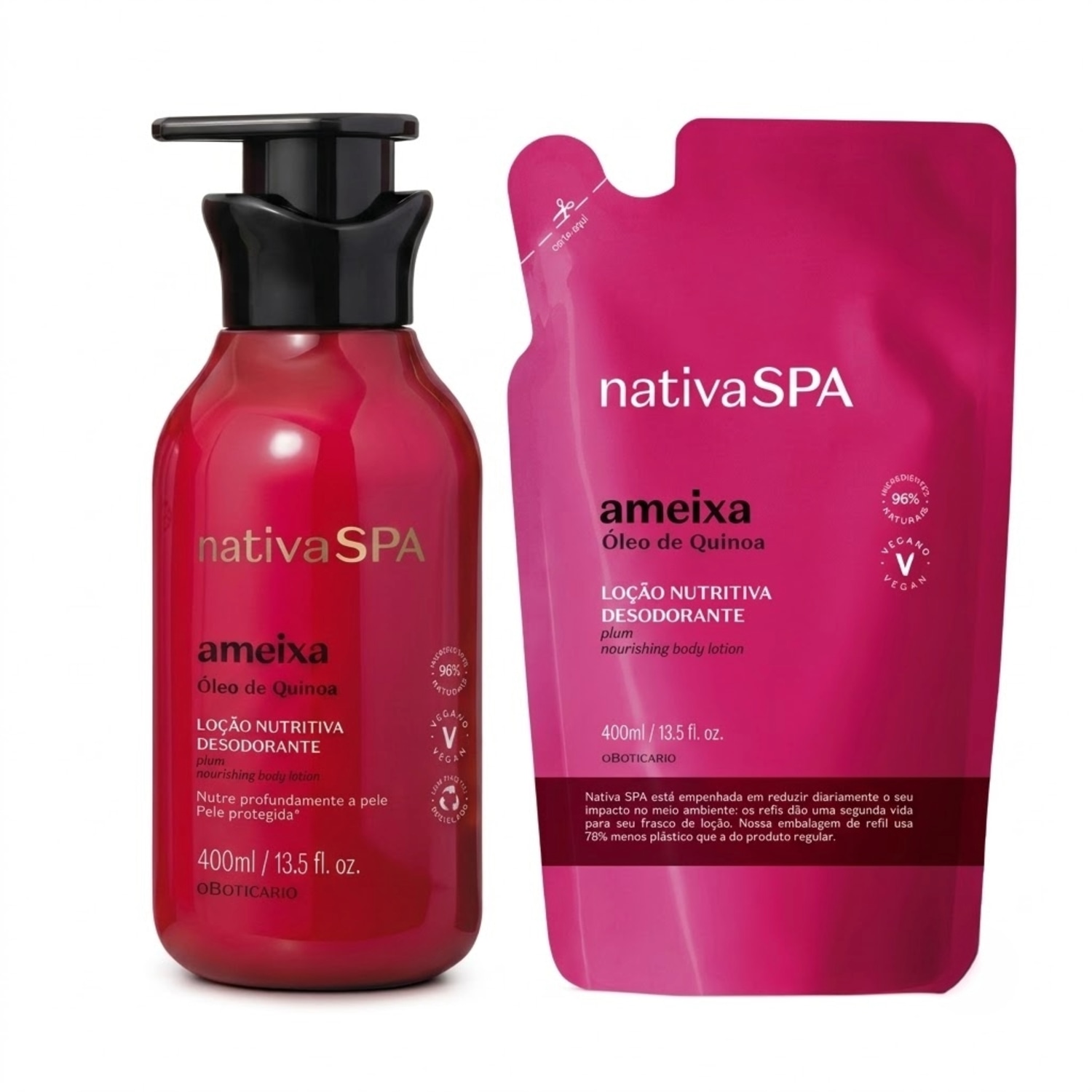 Combo Nativa SPA: Loção Hidratante Desodorante Corporal Ameixa 400ml + Refil Loção Desodorante Hidratante 400ml > Combo Nativa SPA: Loção Hidratante Desodorante Corporal Ameixa 400ml + Refil Loção Desodorante Hidratante 400ml