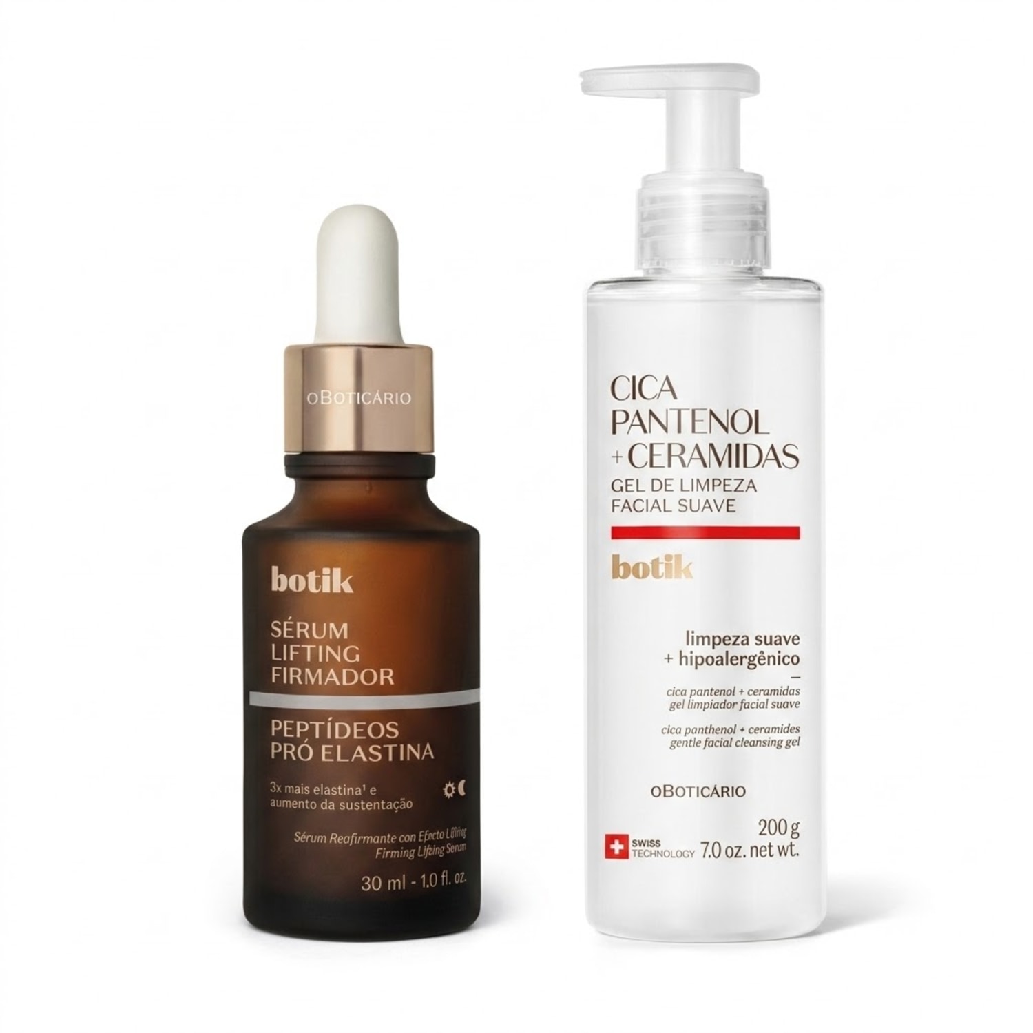 Combo Botik: Sérum Lifting Firmador Peptídeos 30ml + Gel de Limpeza Facial Suave 200g