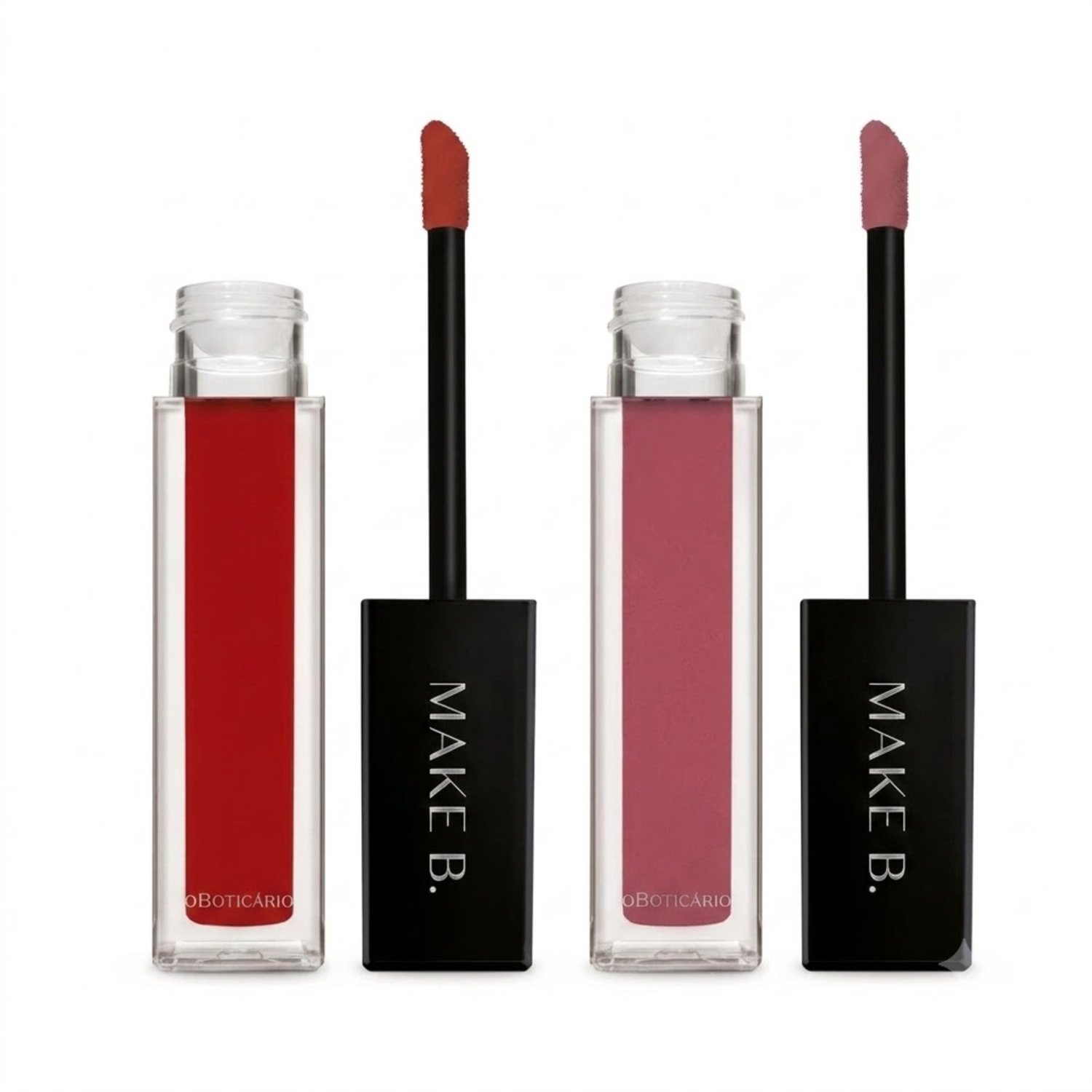 Combo Make B.: Batom Líquido Mate Rosa Exotic Rose 5ml + Batom Líquido Mate Vermelho Red Boost 5ml