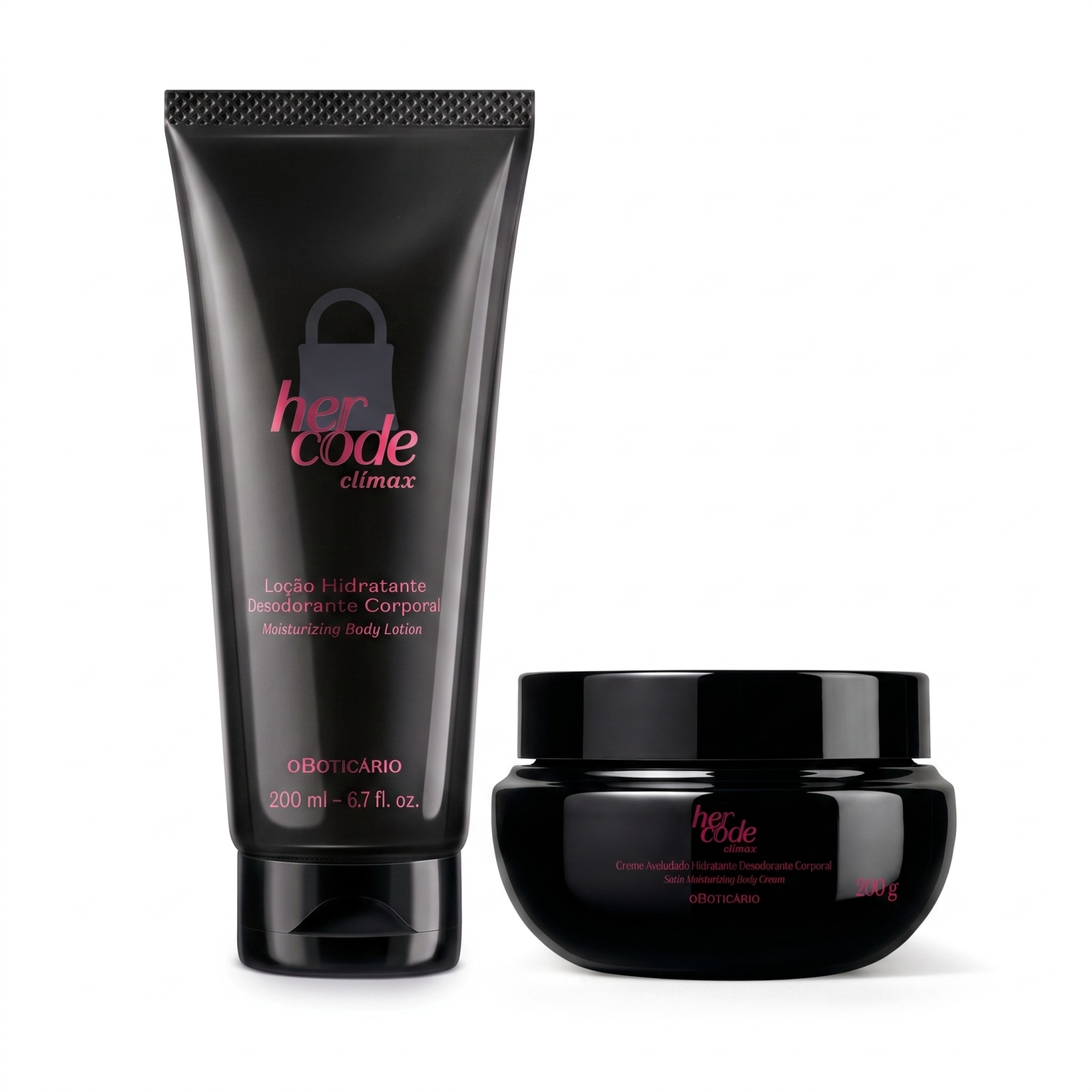 Combo Her Code Clímax: Creme Aveludado 200g + Loção Hidratante 200ml > Combo Her Code Clímax: Creme Aveludado 200g + Loção Hidratante 200ml
