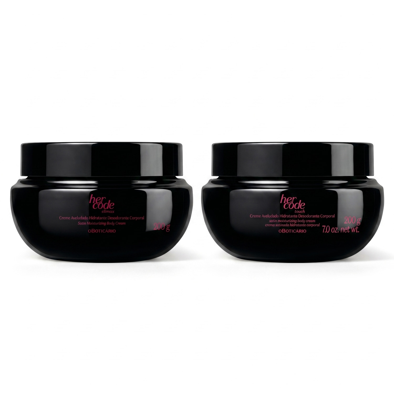 Combo Creme Aveludado Her Code: Desodorante Corporal Clímax 200g + Desodorante Corporal Touch 200g