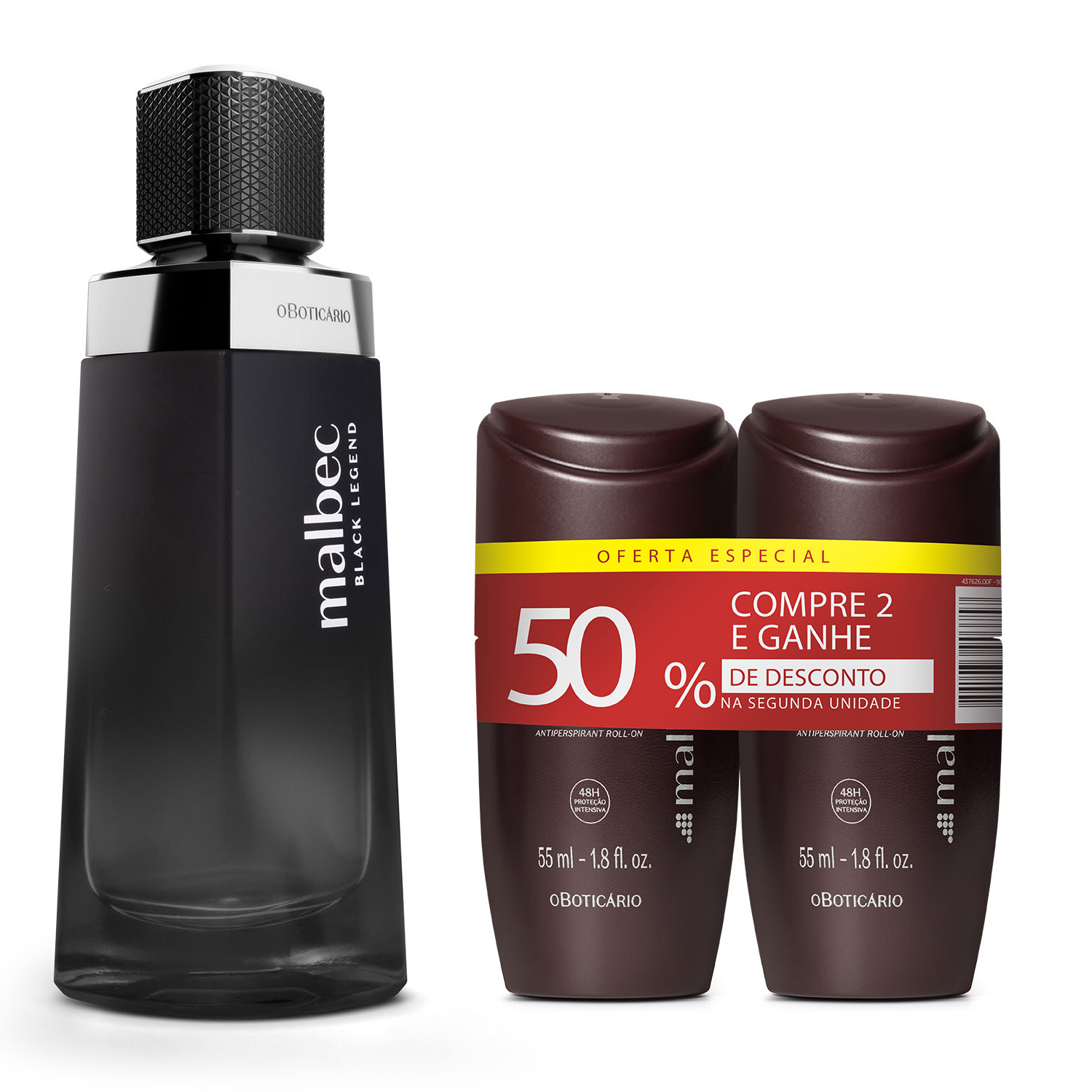 Combo Malbec: Black Legend Desodorante Colônia 100ml + Desodorantes Roll On 55ml > Combo Malbec: Black Legend Desodorante Colônia 100ml + Desodorantes Roll On 55ml