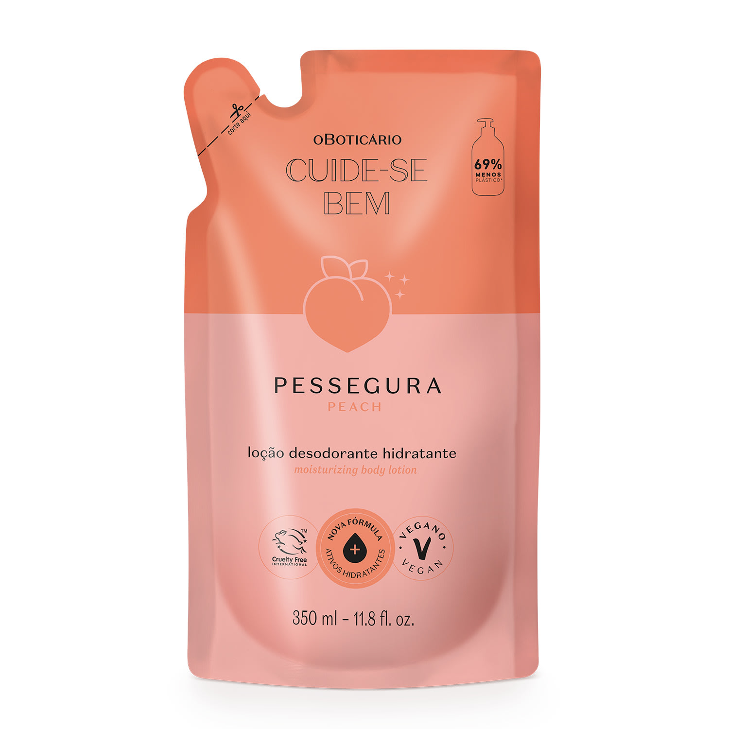 Refil Loção Desodorante Hidratante Cuide-se Bem Pessegura 350ml > Refil Loção Desodorante Hidratante Cuide-se Bem Pessegura 350ml